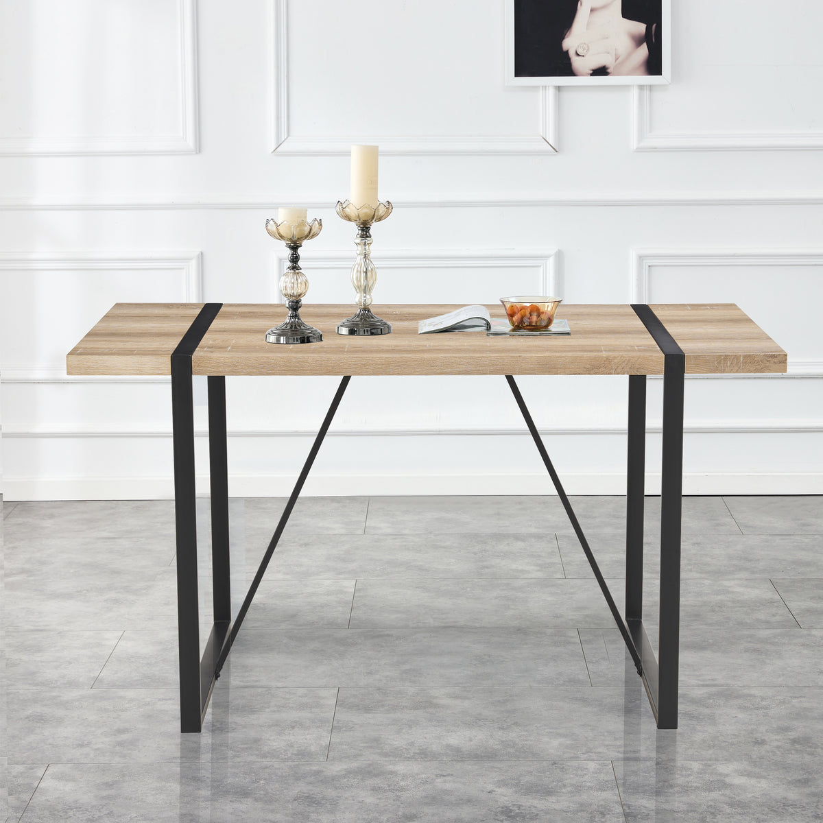 Rustic Industrial Rectangular Dining Table for 4-6 People - Perfect for Dining Rooms