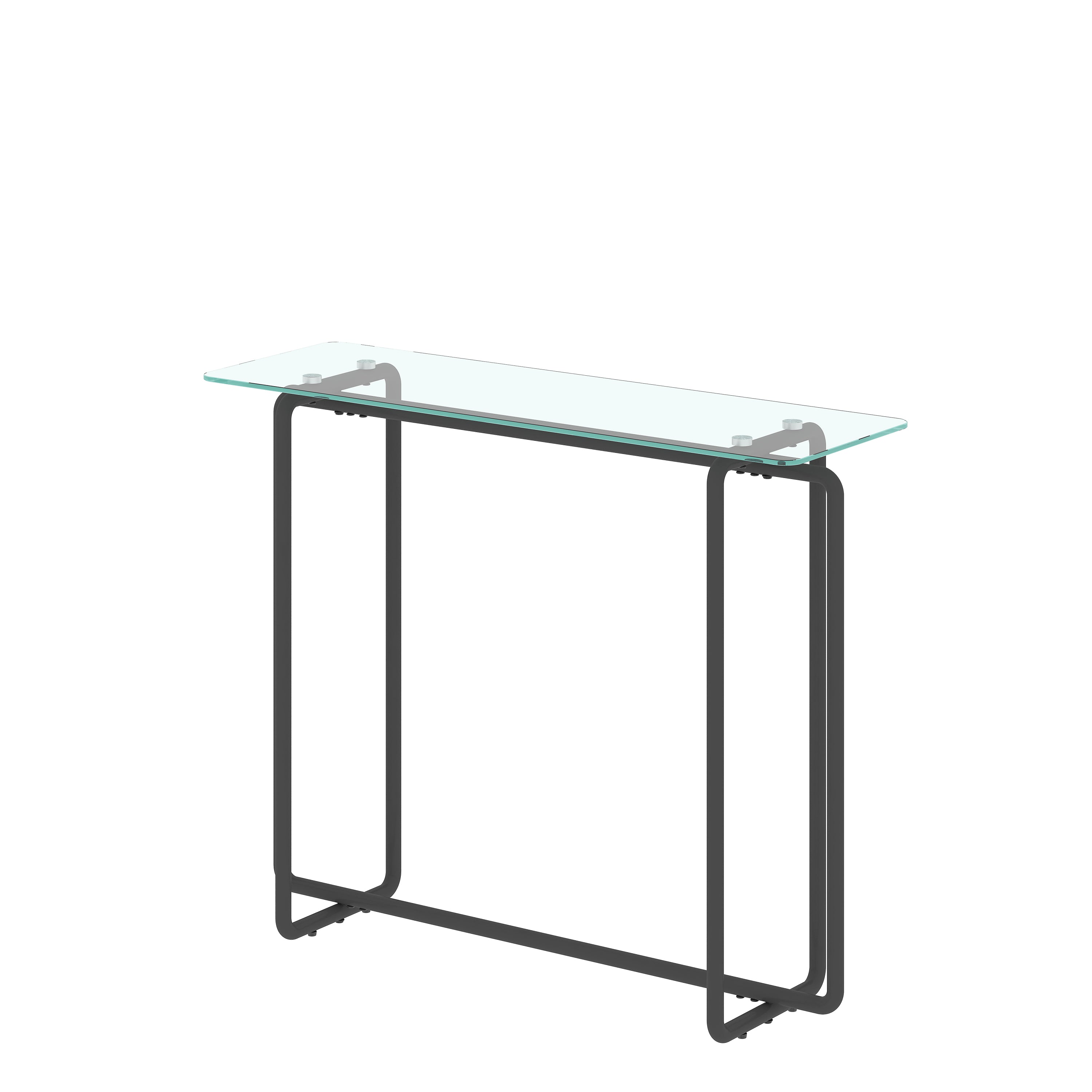 Console Table single layer tempered glass rectangular porch table black leg double tempered glass tea table,Transparent