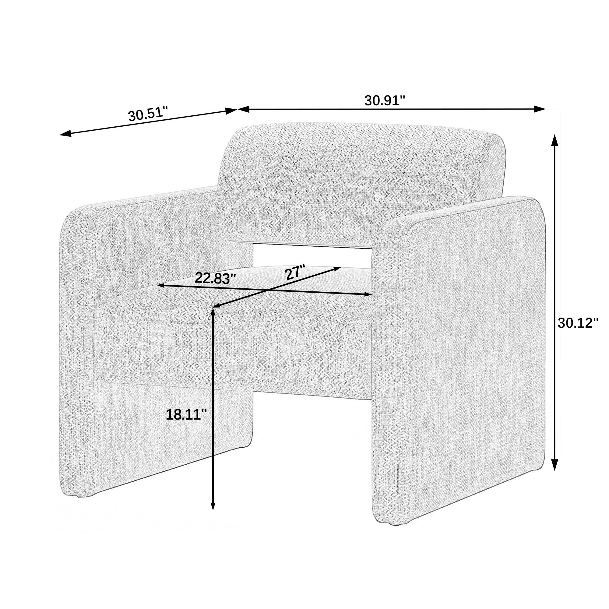 Green single sofa chair, upholstered comfortable chair with armrests, for dining room/bedroom/living room/reception - Green (30.9"*30.51"*30.11")