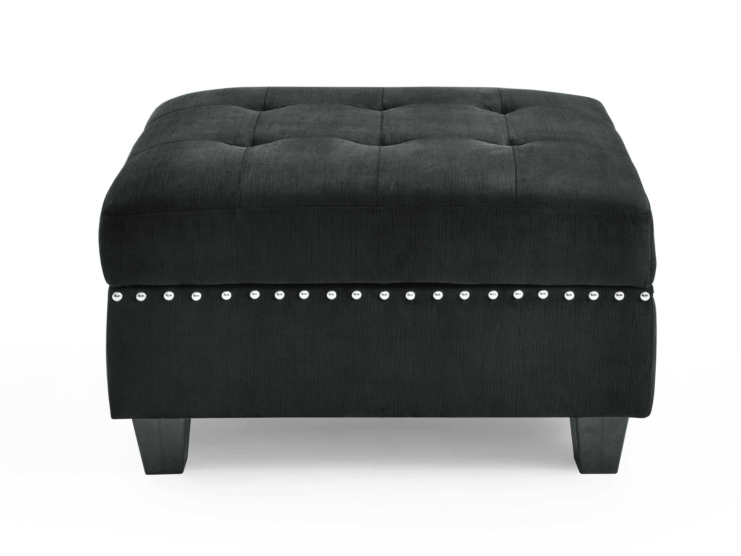 L shape Modular Sectional Sofa,DIY Combination,includes Three Single Chair ,Two Corner and Two Ottoman,Black Velvet.