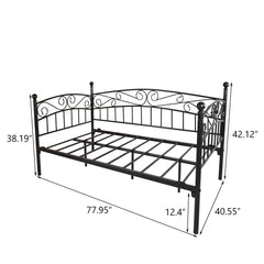 Metal Daybed Frame with Headboard, Sofa/Bed Design - Twin, Black