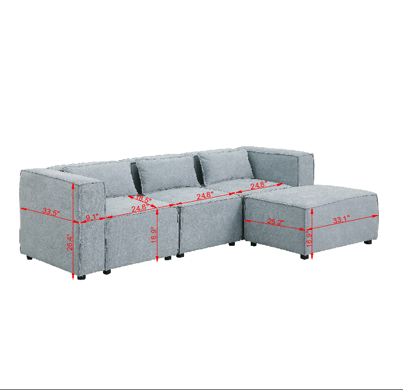 modular sofa Grayish blue  chenille fabric,  simple and grand, the seat and back is very soft. this is also a KNOCK DOWN sofa