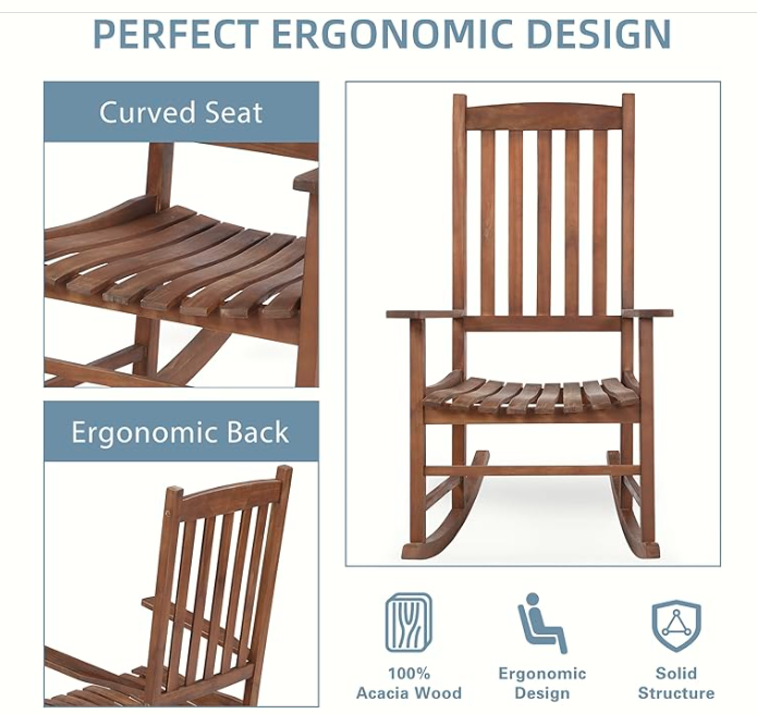 Outdoor Rocking Chair Patio Rocker Brown