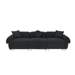 112 inch black teddy velvet fabric, with 3 pillows, three sofa can be placed in the living room and other scenes black teddy velvet fabric, with 3 pillows, three sofa can be placed in the living room