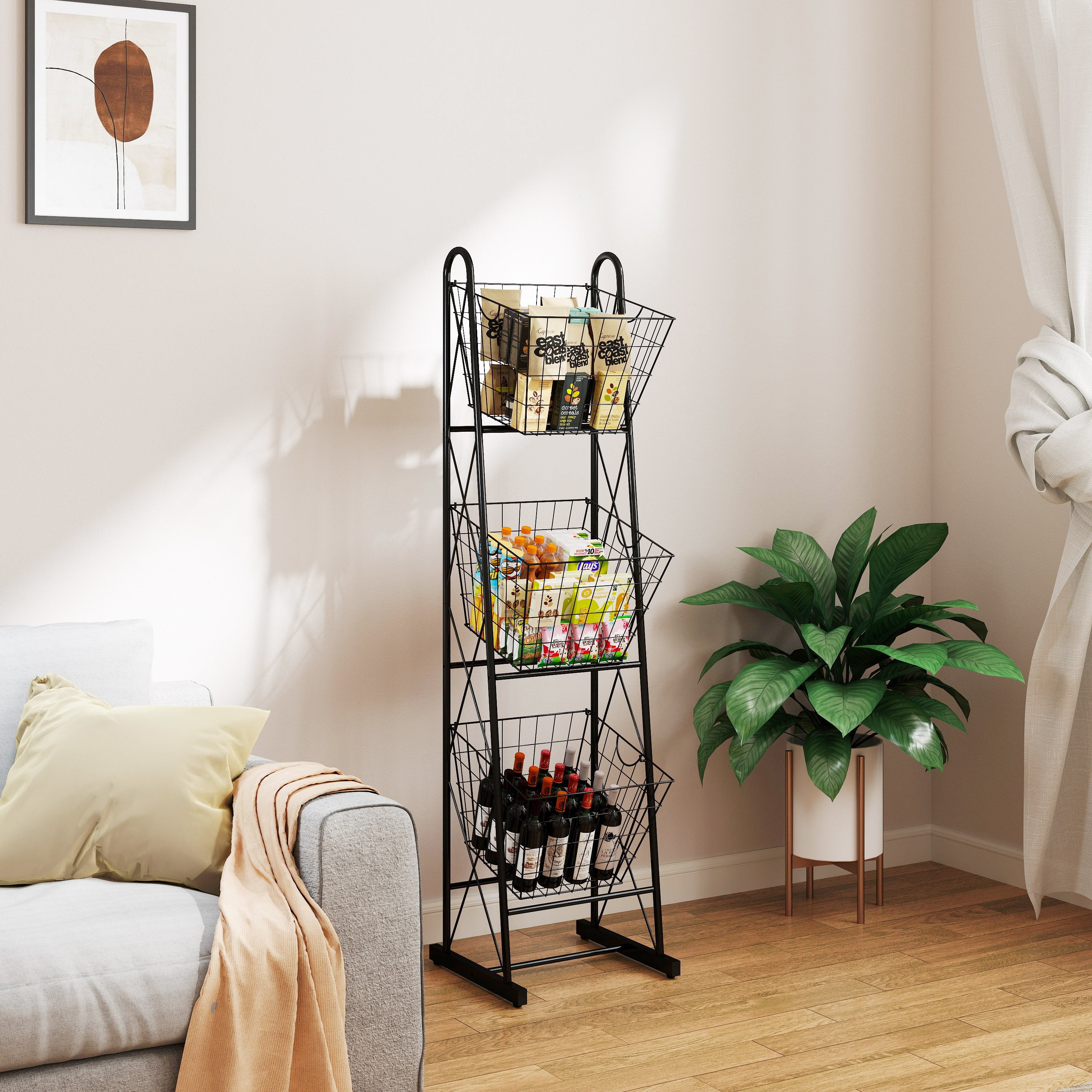 3-Tier Metal Wire Storage Basket, Kitchen Organizer