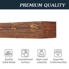 48" Rustic Wood Floating Fireplace Mantel Shelf – Wall-Mounted Home Decor