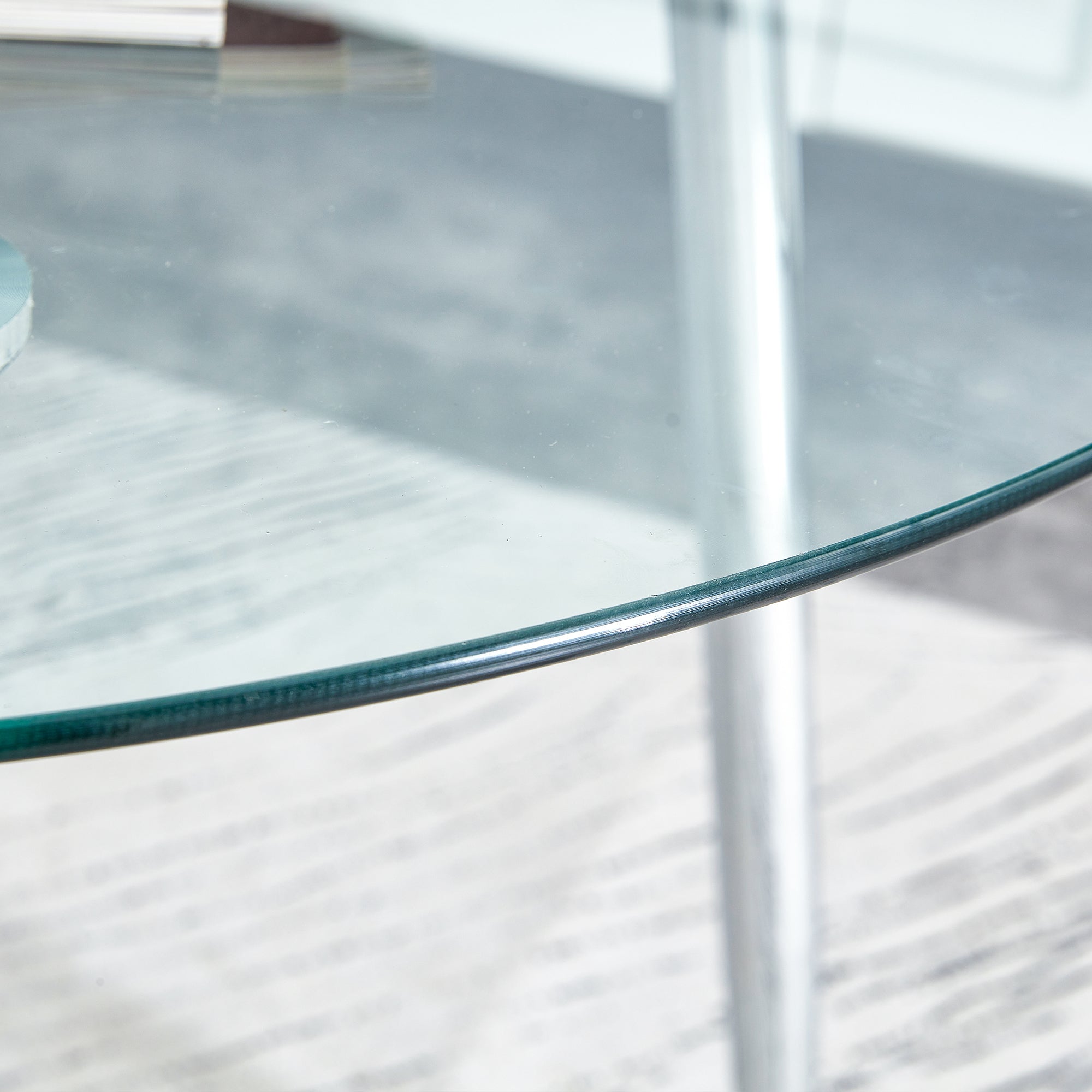 Modern Round Glass Top Dining Table with Silver Metal Legs - Perfect for Your Home