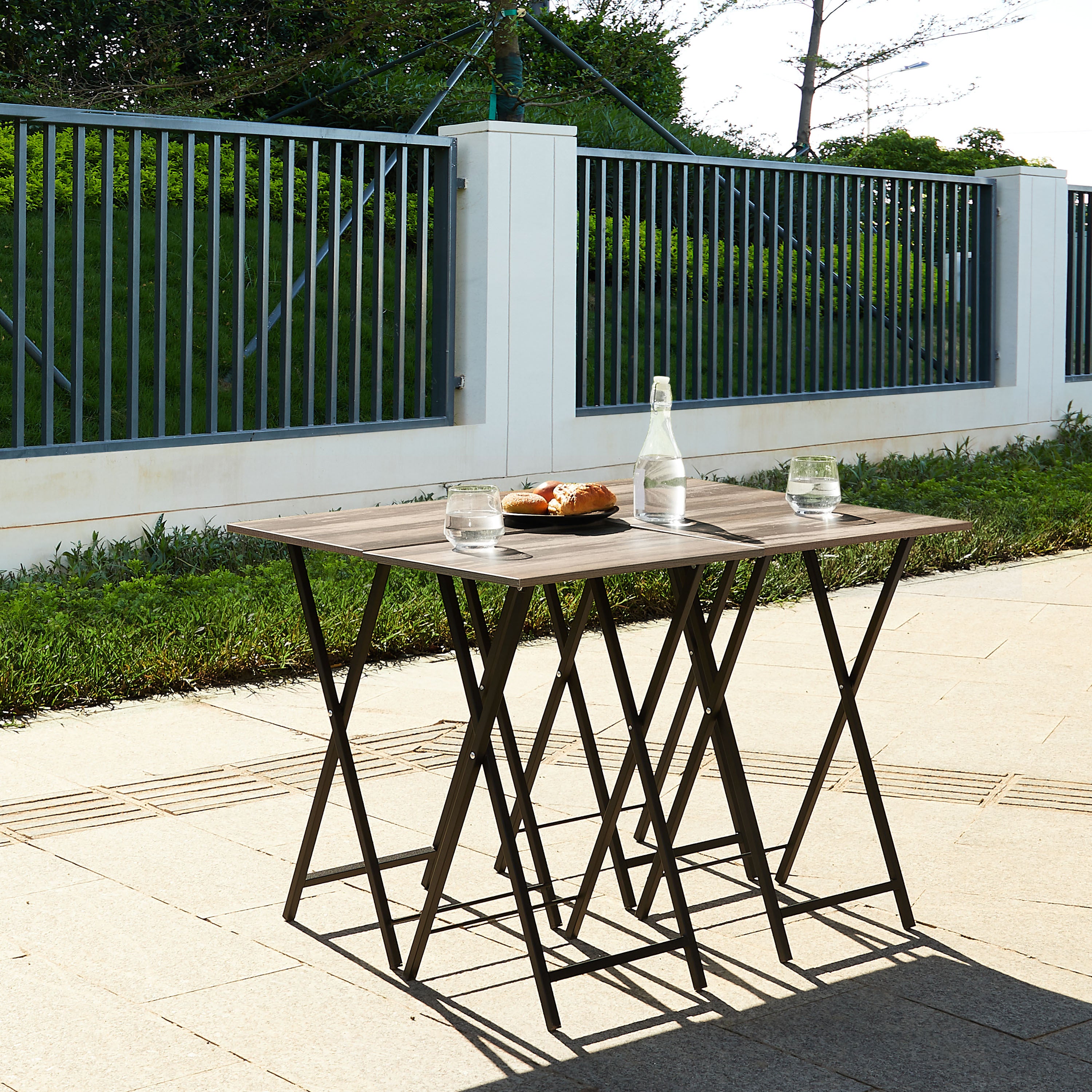 Set of 4 Folding TV Trays with Stand, Space-Saving Snack Table Set