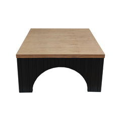 Modern Rustic Wooden Coffee Table with Black Base – Solid Wood Top and Arch Design Legs, Perfect for Living Room, Office, or Lounge