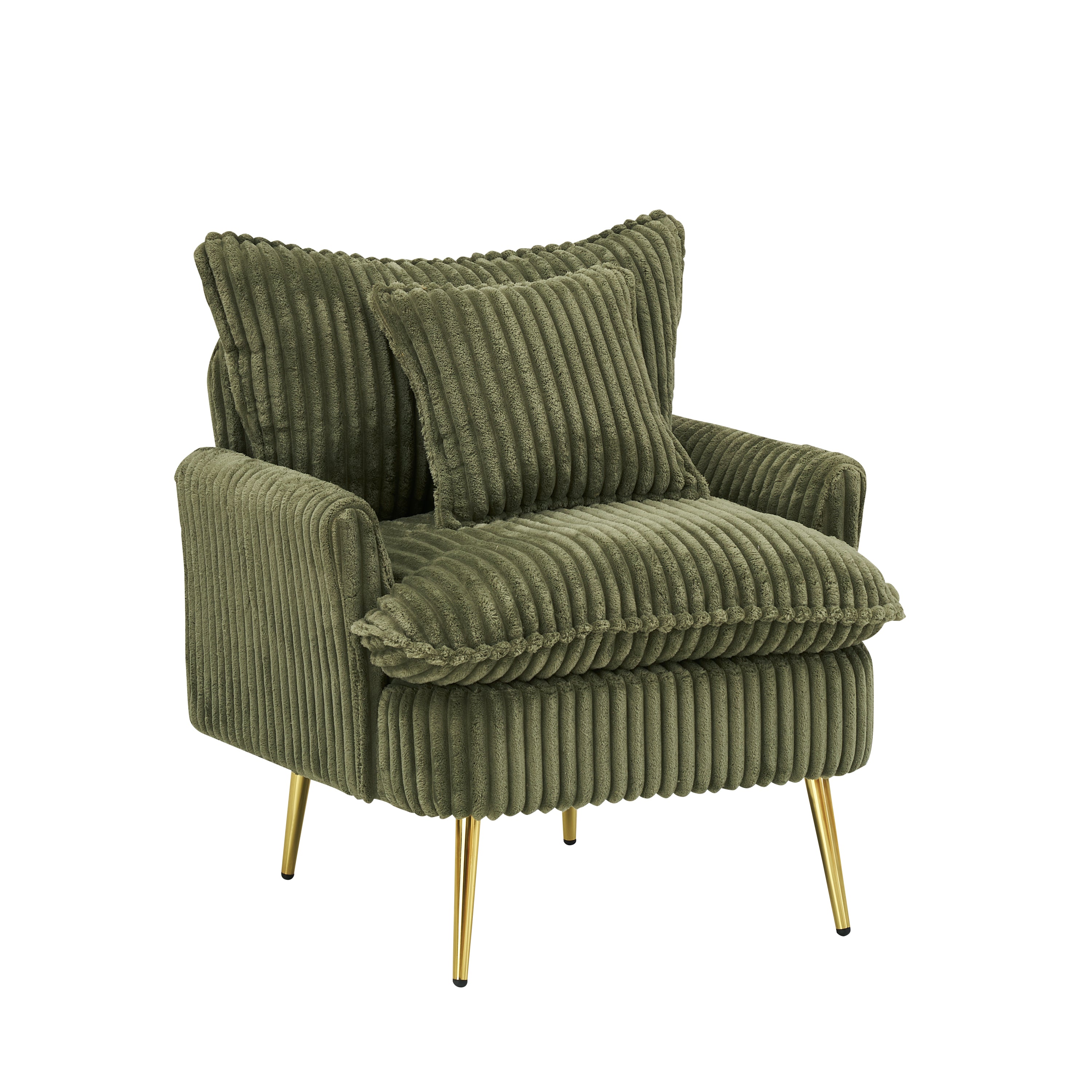 30.31 inch single chair Fashion sofa, green sofa, coarse corduroy fabric, soft and comfortable, suitable for apartment office living room bedroom meeting room