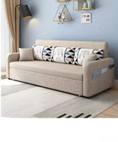 Stylish Cotton-Linen Sofa with Solid Wood Frame - Available in Orange, Dark Gray, Blue, Khaki, and Light Brown fsx-1004