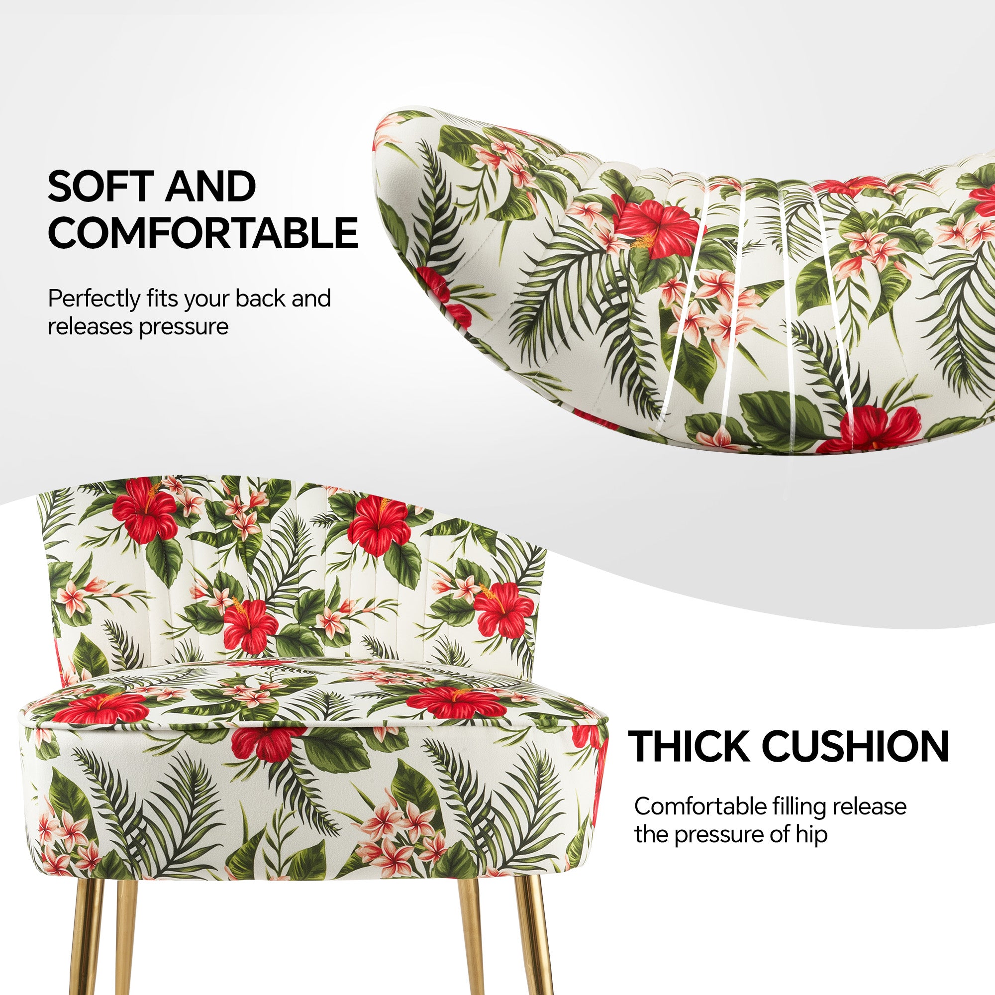 Floral print Sofa Chairs with Metal chair legs Relaxation stools for Livingroom FU01033