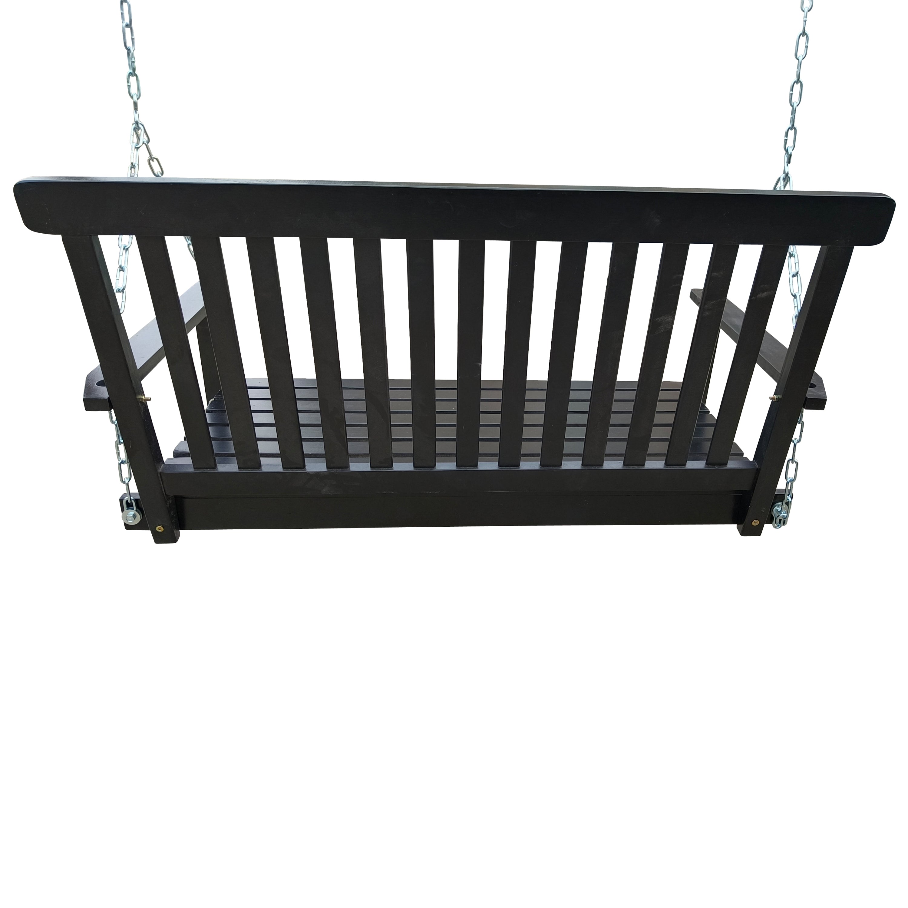 Front Porch Swing with Armrests, Wood Bench Swing with Hanging Chains,for Outdoor Patio ,Garden Yard, porch, backyard,  or sunroom,Easy to Assemble,black