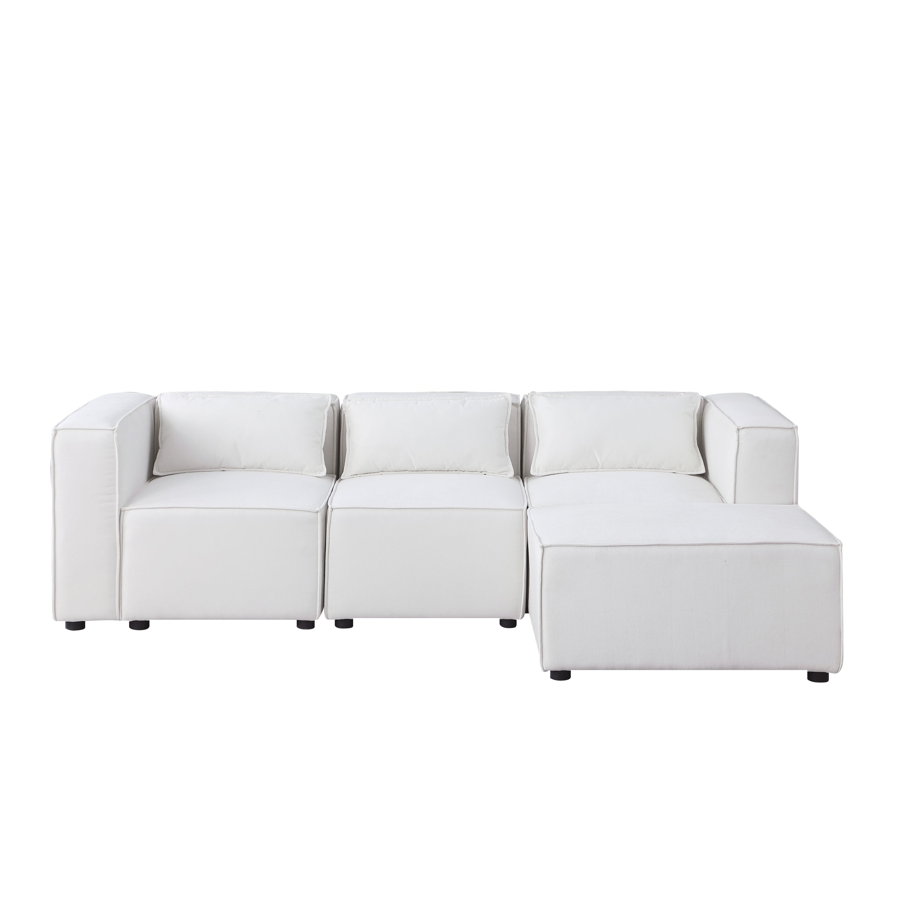 modular sofa Beige chenille fabric,  simple and grand, the seat and back is very soft. this is also a KNOCK DOWN sofa