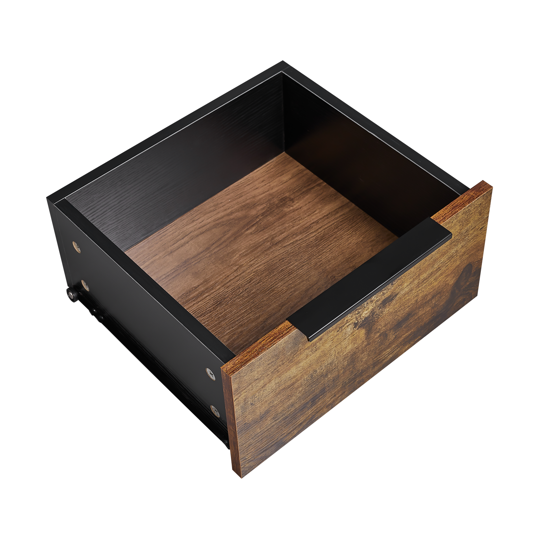 Black Wooden Nightstand with Two Drawers for Bedrooms and Other Places.