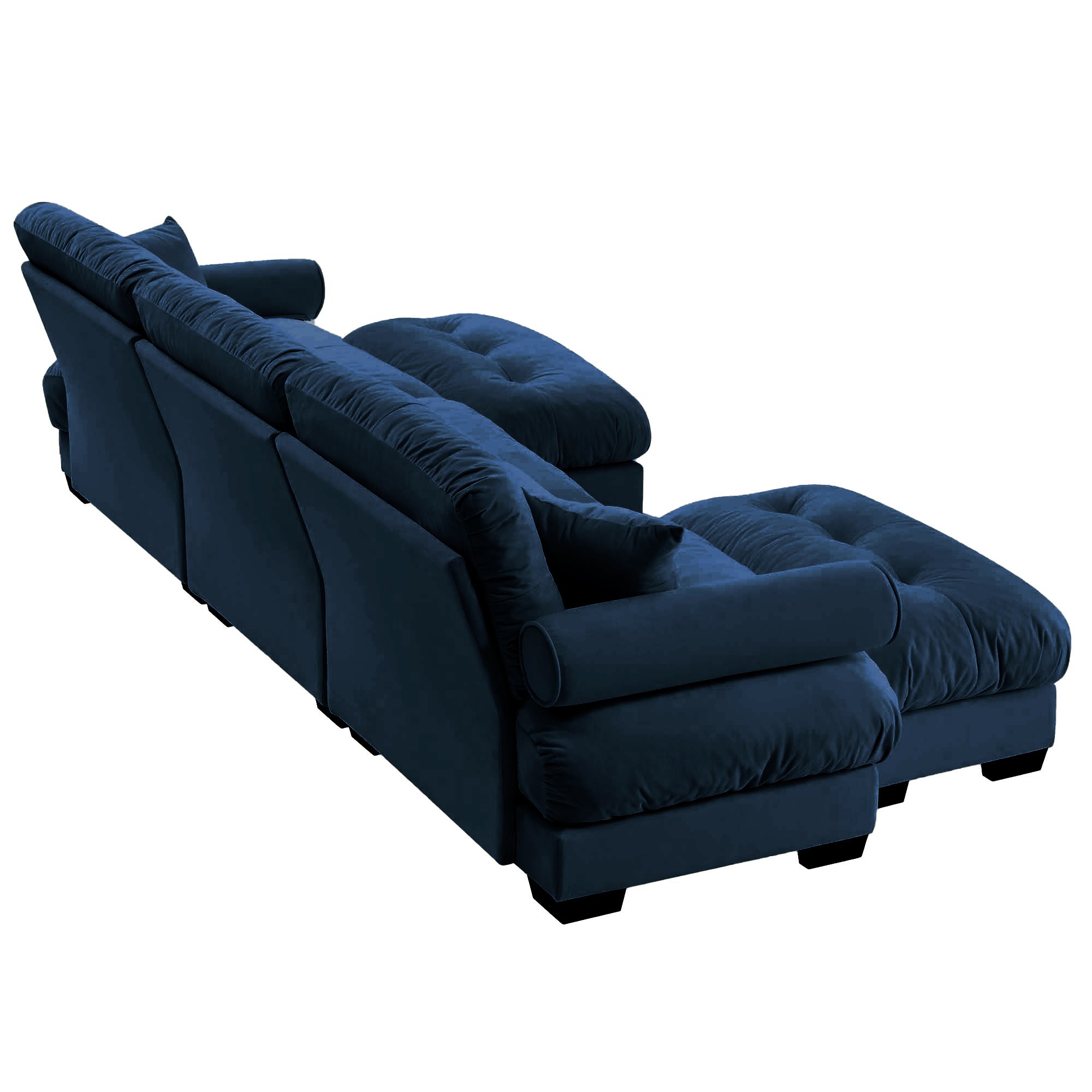 U-Shaped Modular Sectional Sofa with Movable Ottomans, Modern 3-Seater Corner Couch with Pillows and Bolstered Armrests, Blue