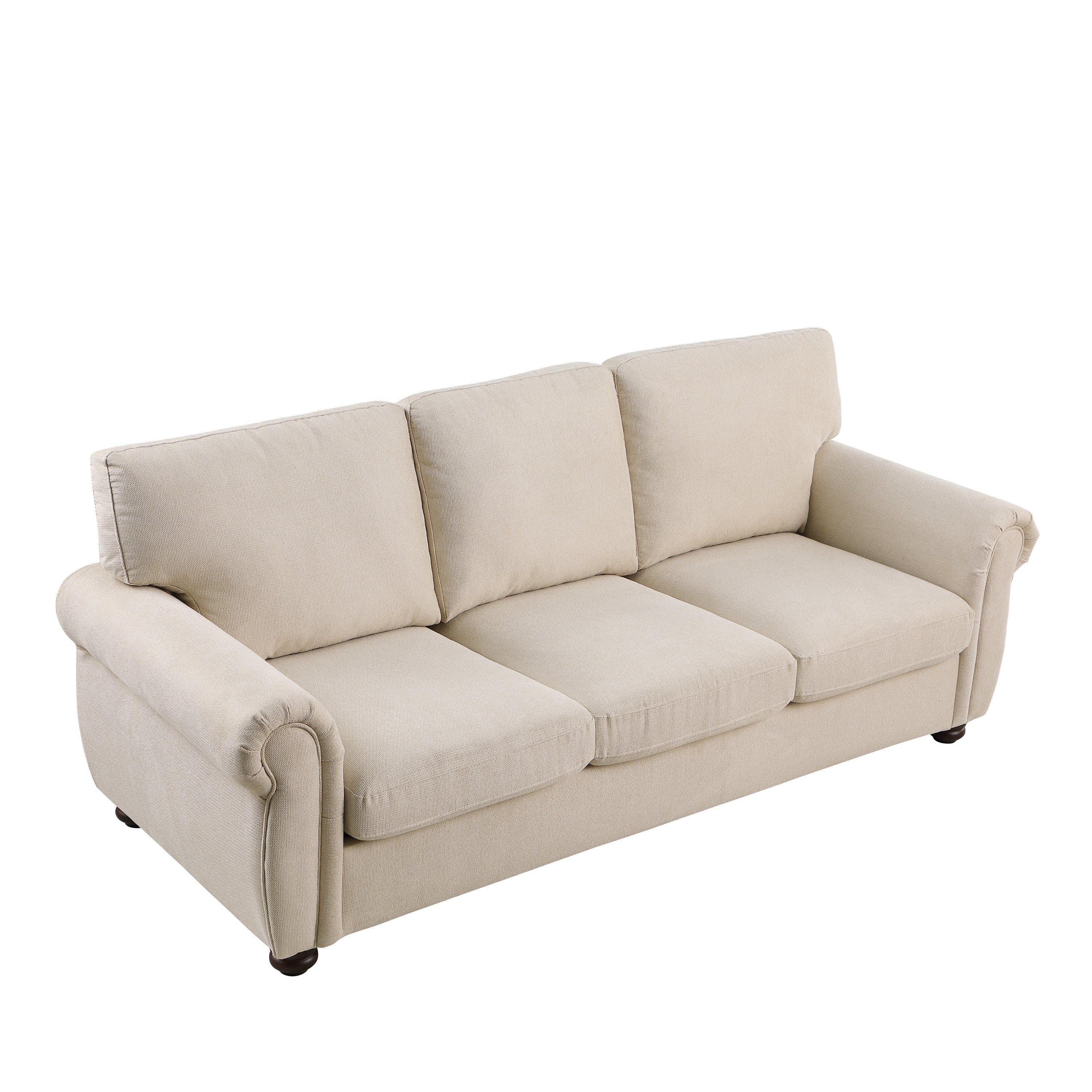 Beige Chenille 3-Seater Sofa