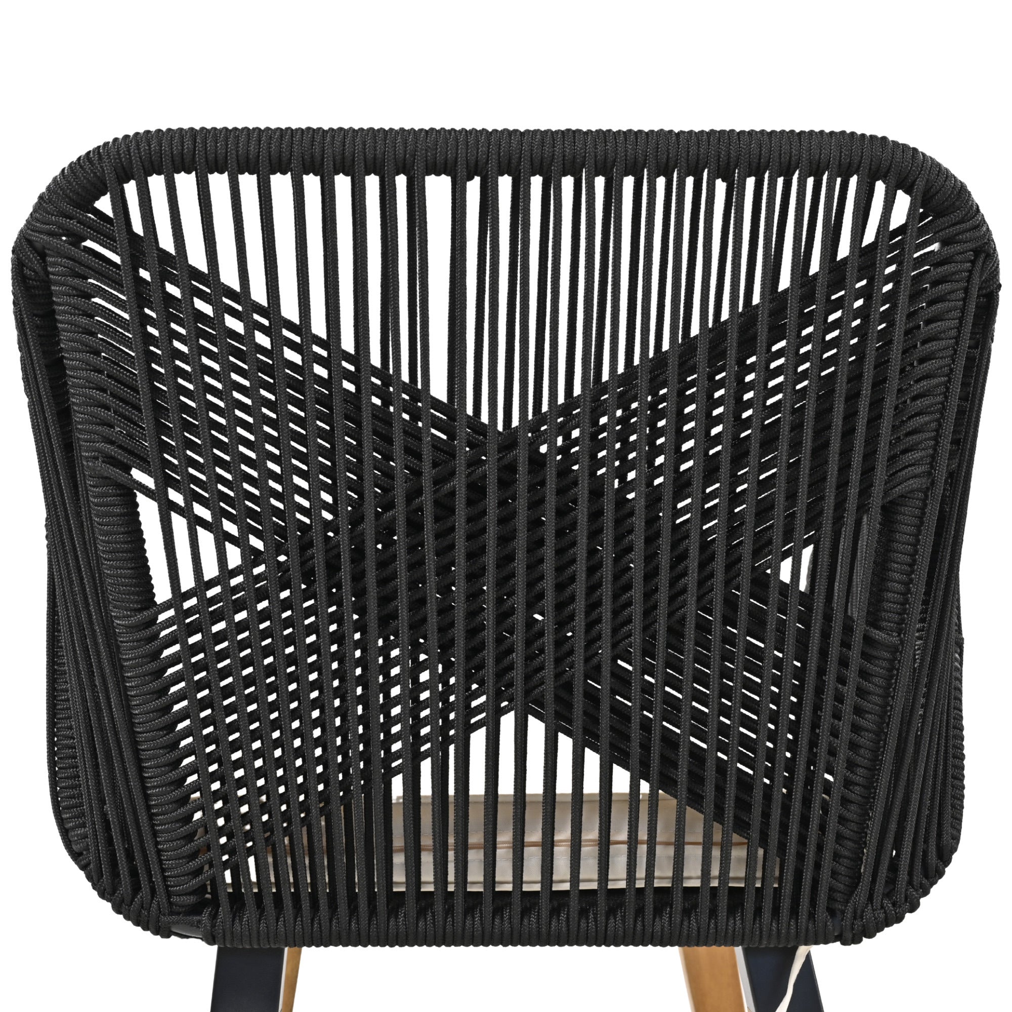 K&K 5-Piece Garden Patio Furniture Chair Set with Wicker Cool Bar Table and Ottomans for Porch, Backyard, Balcony, Poolside Black & Beige