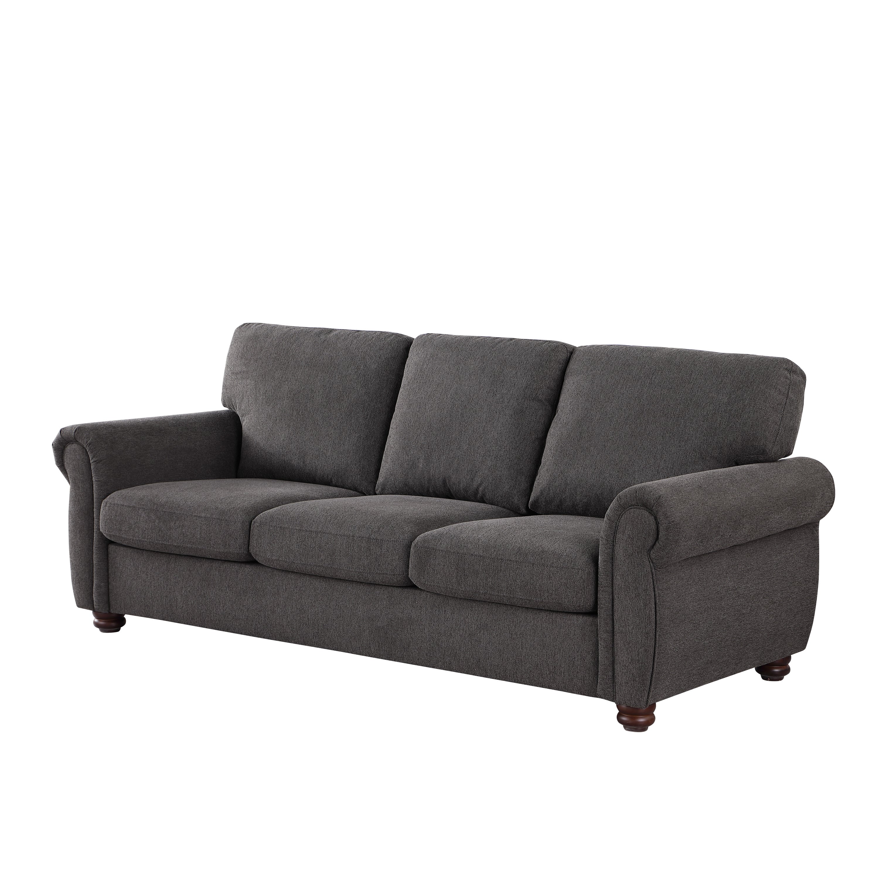 3-Seater Black Chenille Sofa