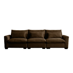 3 Seater Deep Seat Couches for Living Room, Wide and Deep Seat Comfy Living Roo Sofas with 3 Waist Pillows, Brown Corduroy