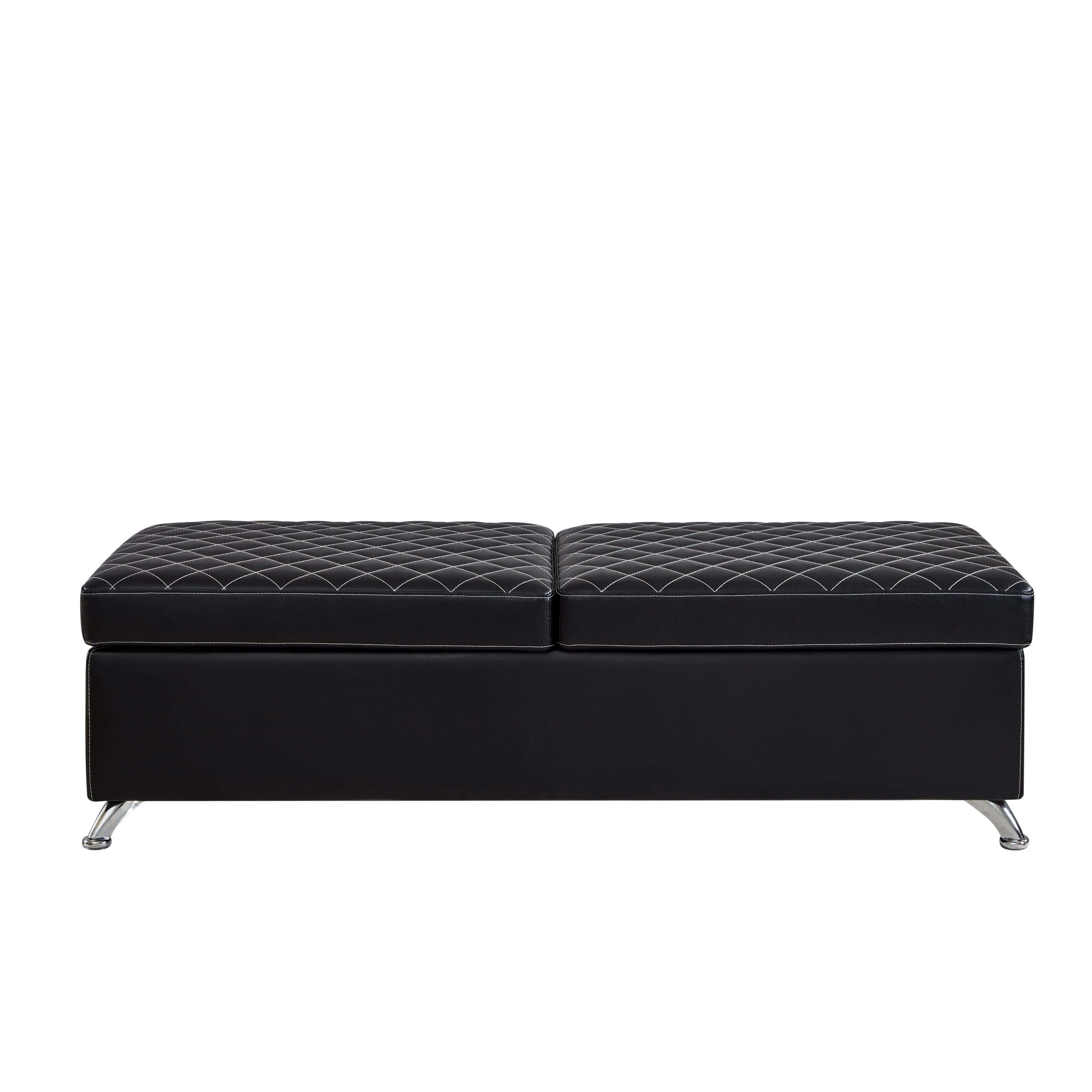 56.7" Bed Bench with Storage Black  Leather