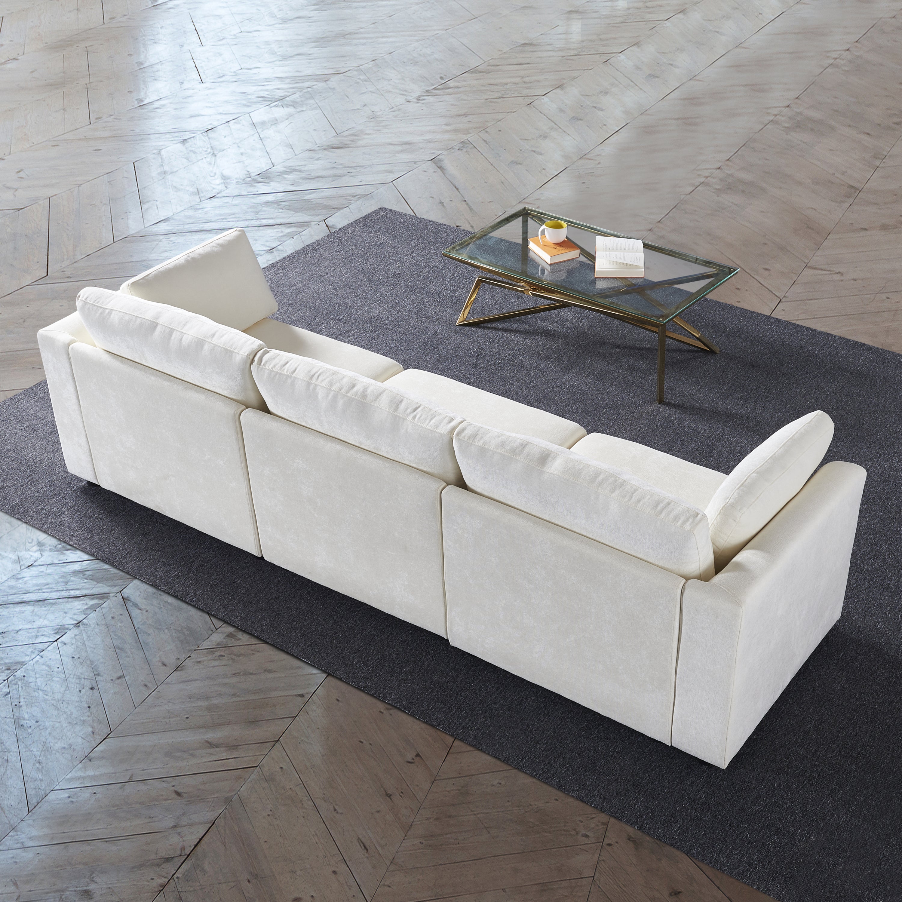 modular sofa whitechenille fabric,  simple and grand, the seat and back is very soft. this is also a KNOCK DOWN sofa