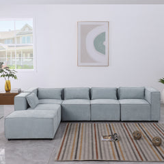 modular sofa Grayish blue  chenille fabric,  simple and grand, the seat and back is very soft. this is also a KNOCK DOWN sofa