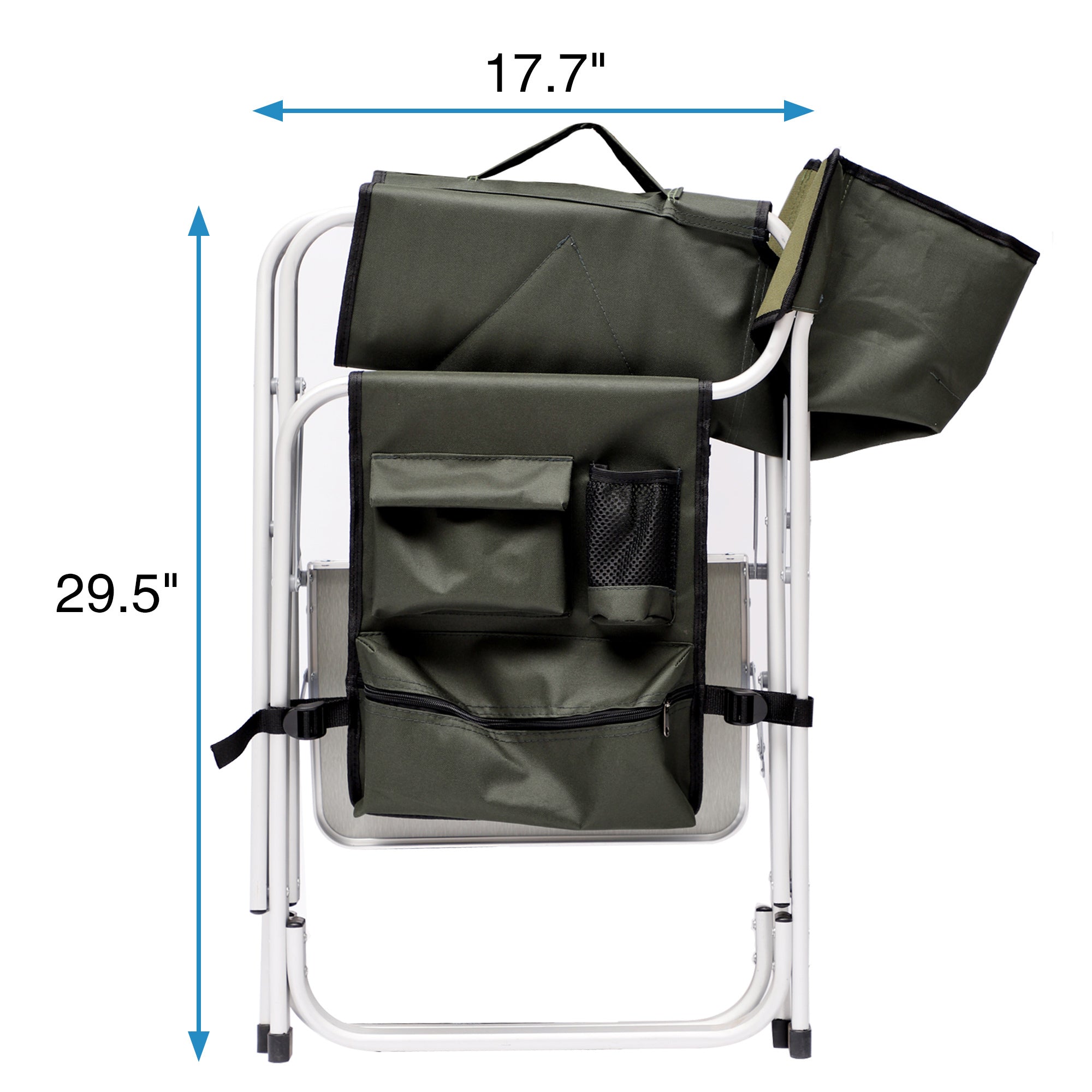 3-Piece Folding Table Chairs Set for Camping, Patio, Backyard & BBQ - Black/Green