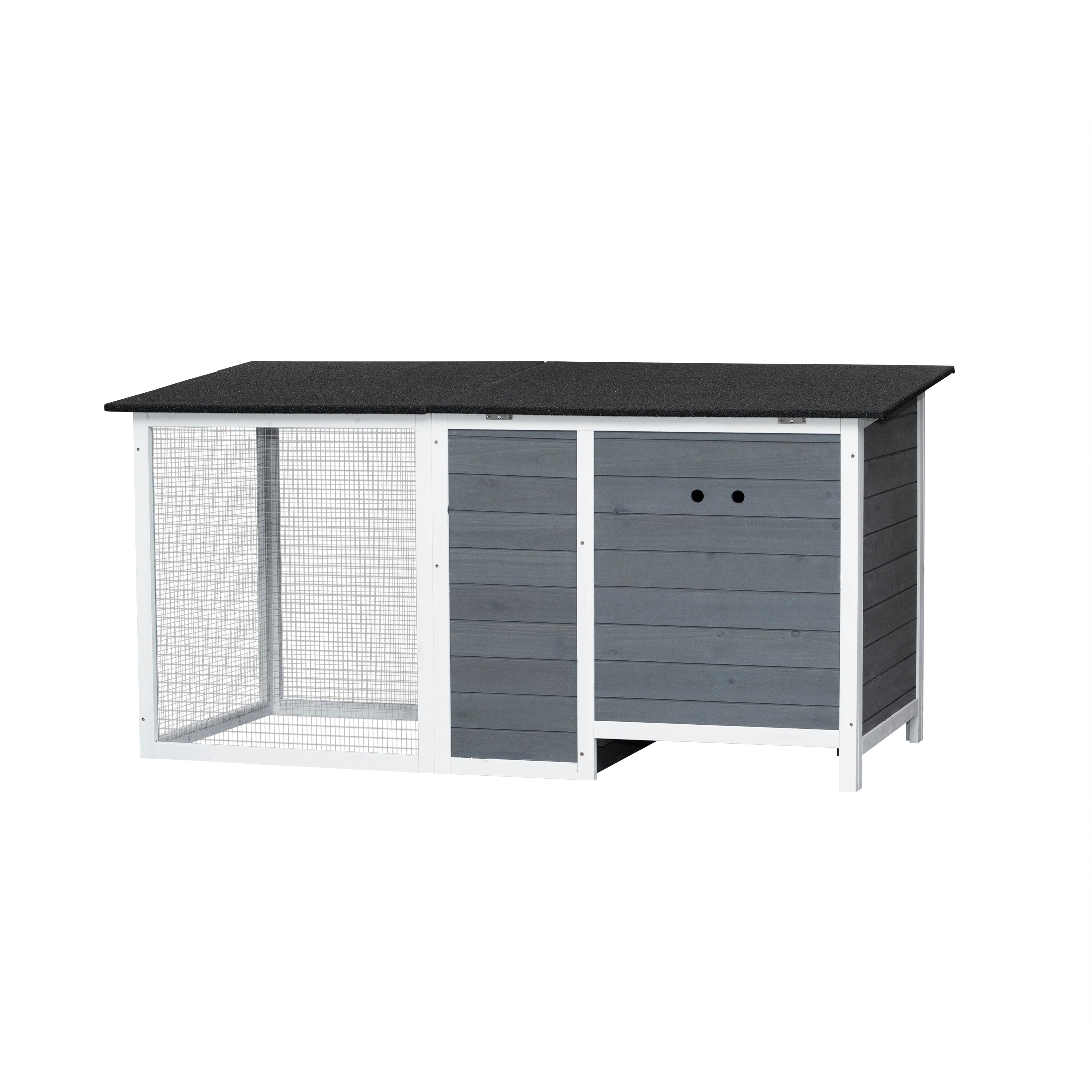 Outdoor & Indoor Poultry Cage, Wooden Chicken Coop with Running Area