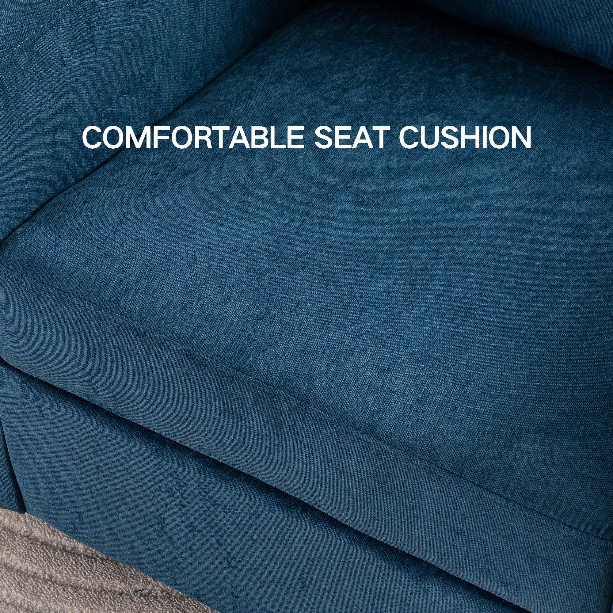 Large swivel chair, upholstered armchair, modern chair, skin-friendly gradient color linen fabric, comfortable to sit. Suitable for reception living room, Navy Blue