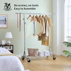 Clothes Rack Heavy Duty Clothing Rack 600LBS Rolling Clothes Racks for Hanging Clothes,  Commercial Garment Rack Heavy Duty Clothes Rack Collapsible ＆ Portable Clothing Rack with Wheels