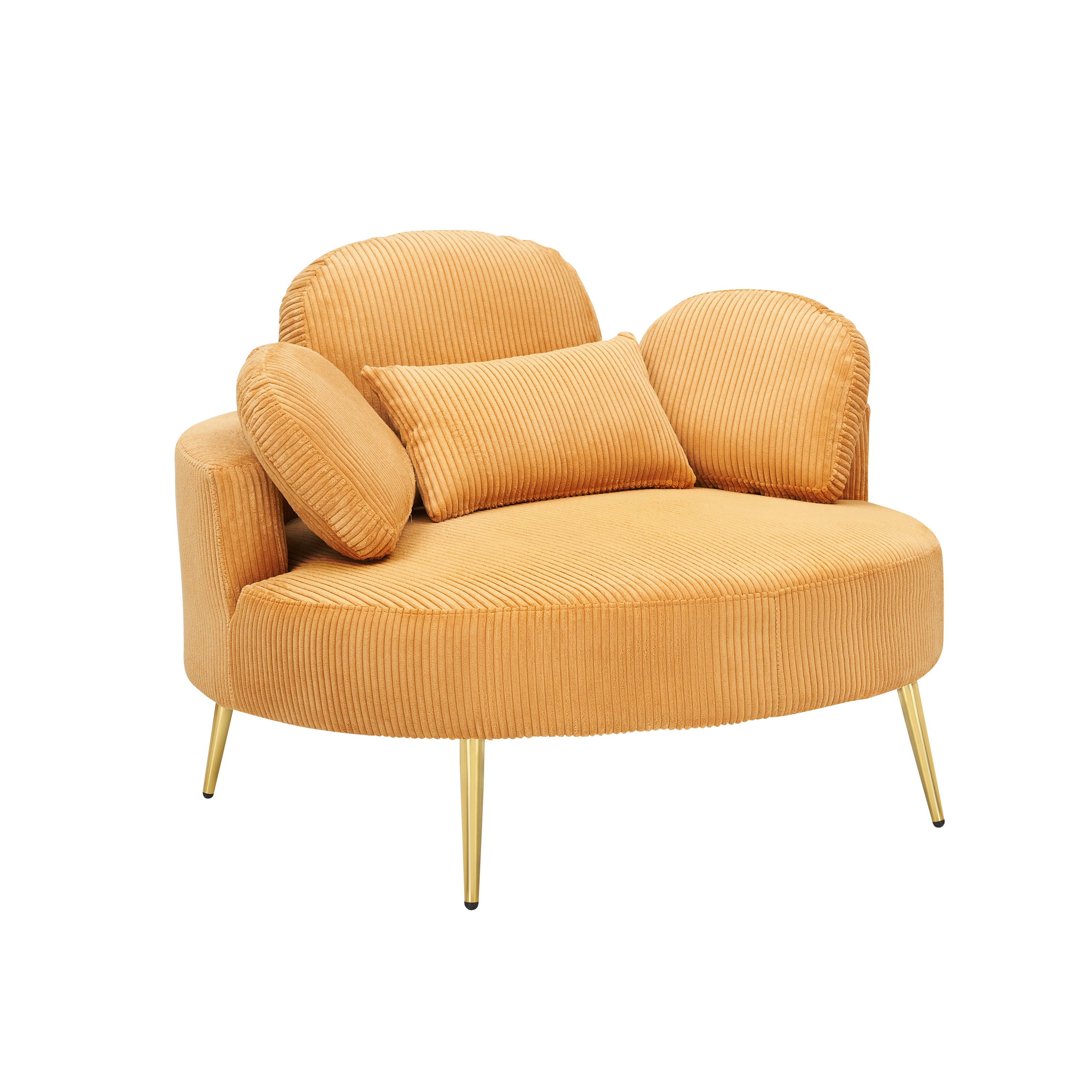 61 inches yellow comfortable seat, small sofa with small end table, suitable for lunch break casual afternoon tea time seat, suitable for small apartment, bedroom, space balcony small sofa