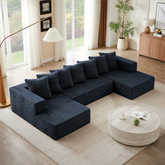 Chenille U-Shaped Sectional Sofa Set,Minimalist Style Modular Sectional Sofa, Luxury Chenille Fabric Cloud Couch for Living Room