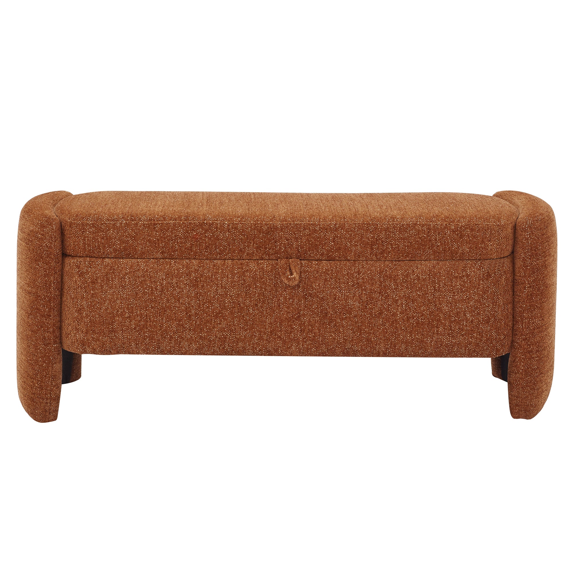 Oval Chenille Storage Ottoman Bench with Large Storage Space for Bedroom, Brown