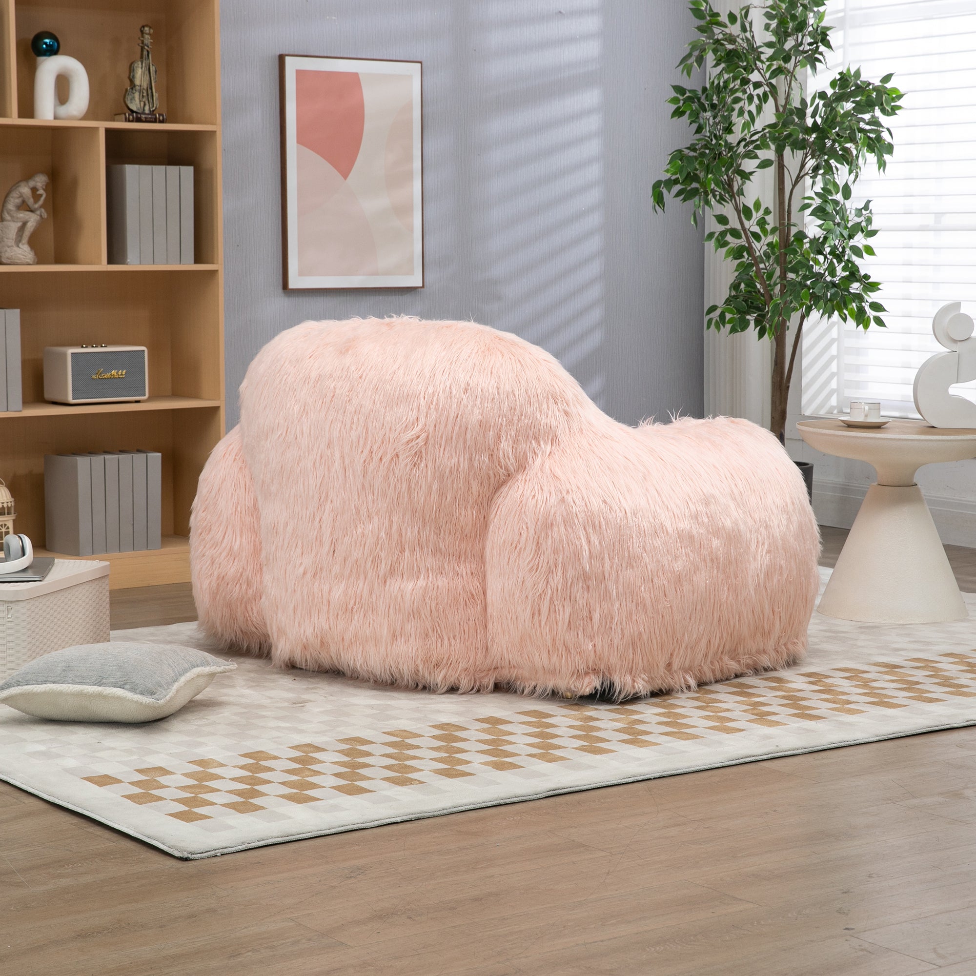 Bean bag chair lazy long hair sofa bean bag chair adult, teen high density foam filled modern focus chair comfortable living room, bedroom chair