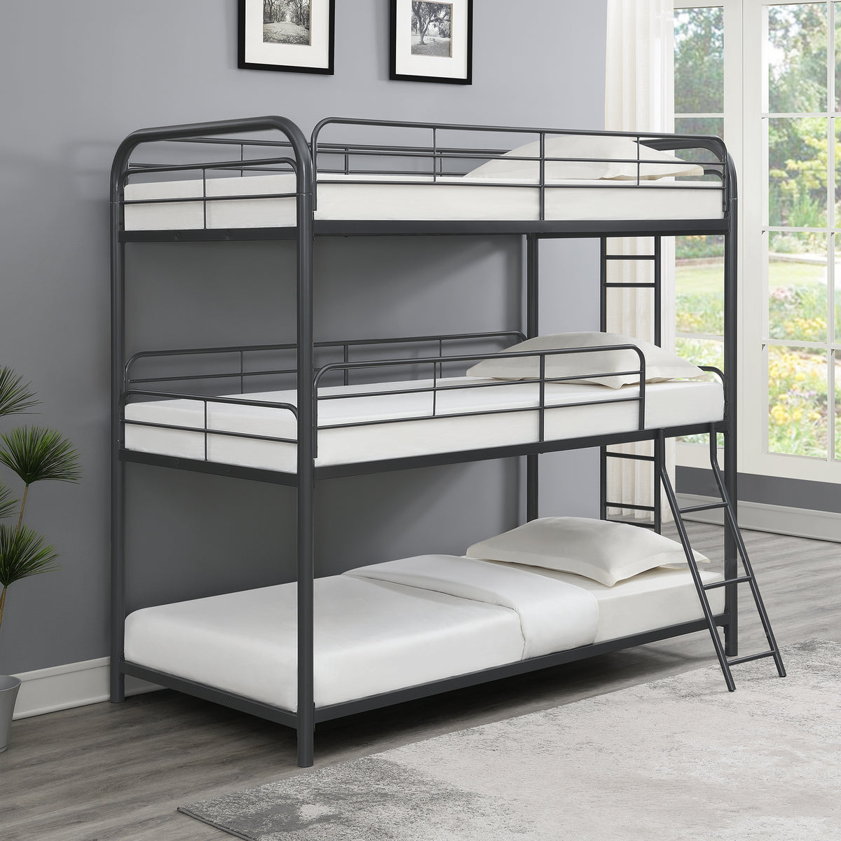 Furniture   Triple Bunk Bed, Twin/Twin/Twin, black