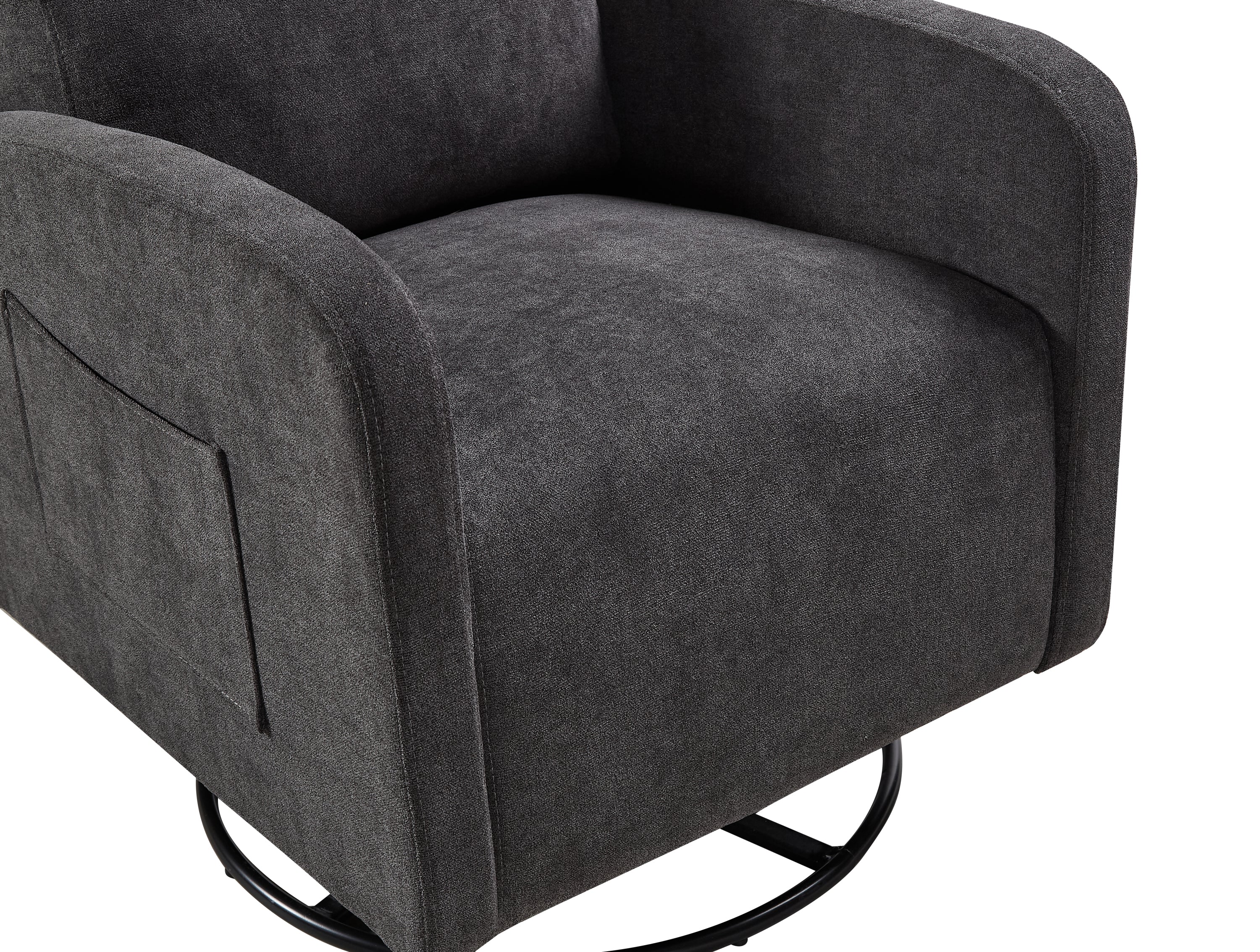 Swivel Upholstered Manual Recliner Chair, 360° Nursery Glider Rocker for Living Room, Dark Gray