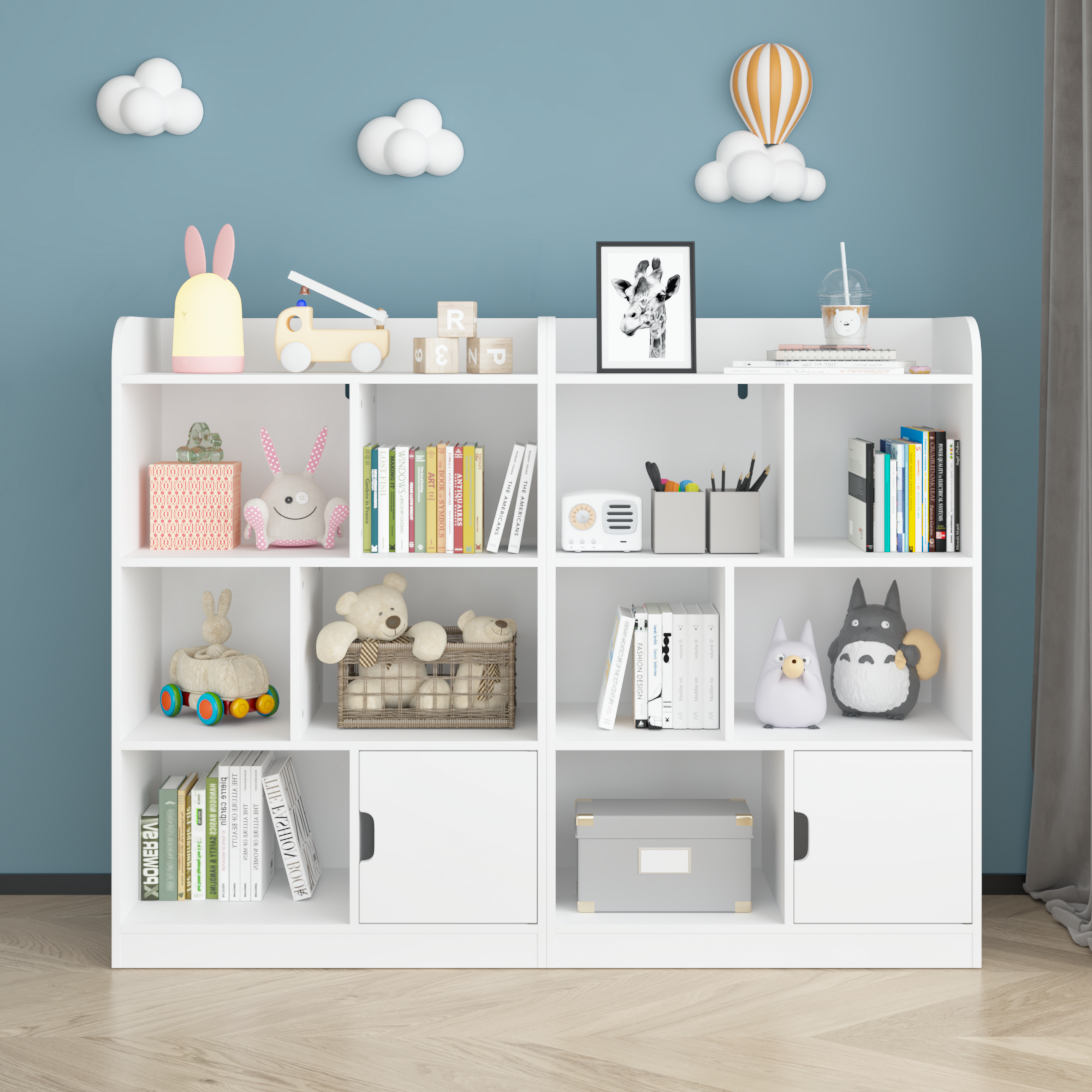 Kids Bookcase, Bookshelf with 6 Compartments, Freestanding Shelves and Cube Organizer, for Bedroom Living Room Office Closet School in White