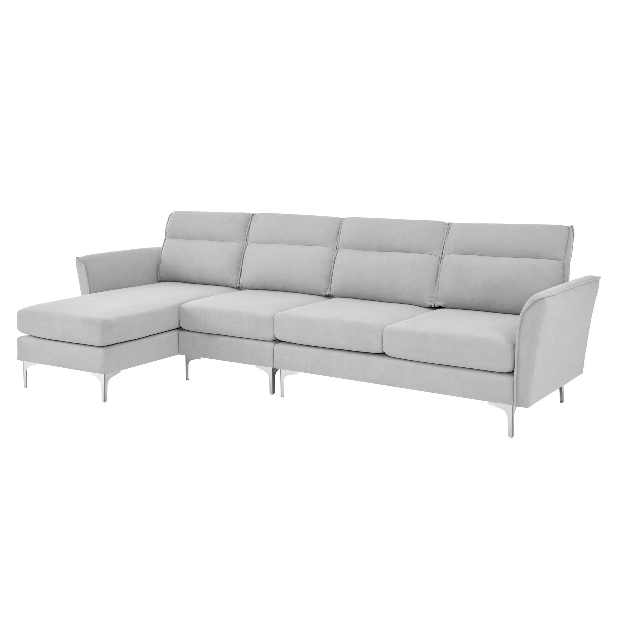 Modern Sofa 3-Seat Couch with Stainless Steel Trim and Metal Legs for Living Room,New package compression sofa technology,gray