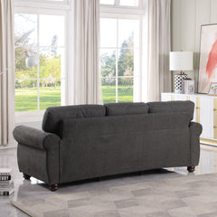 3-Seater Black Chenille Sofa