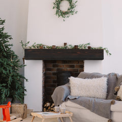 48" Rustic Wood Floating Fireplace Mantel Shelf – Wall-Mounted