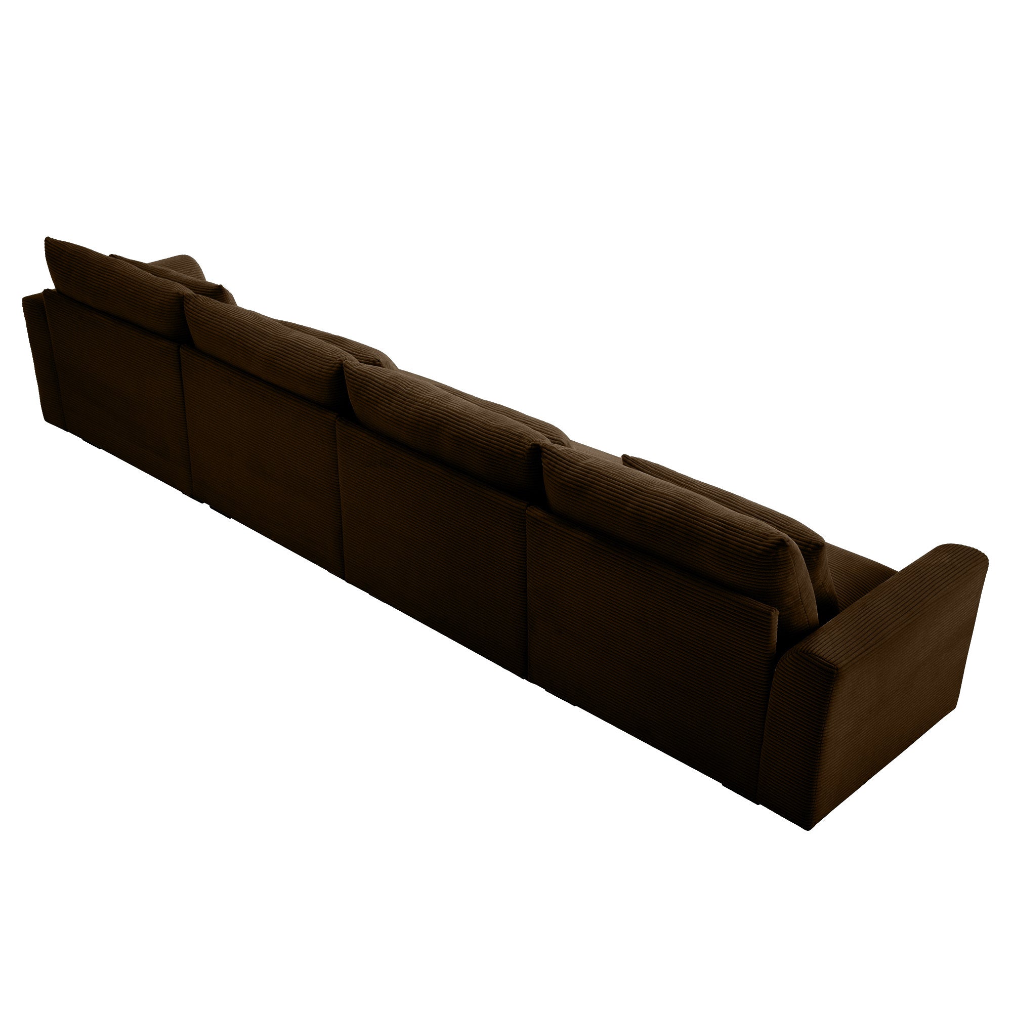 4 Seater Deep Seat Couches for Living Room, Comfy Brown Corduroy Sofas for Living Room Modern with 4 Waist Pillows