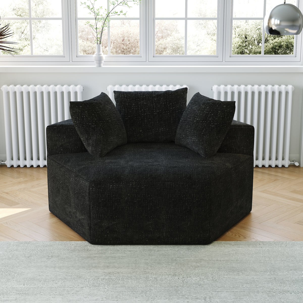 54''L Chenille Sponge single sofa,No Assembly Required,Fluffy Modern Sleeper Chair for Living room, Bedroom, Lounge and Projection Room