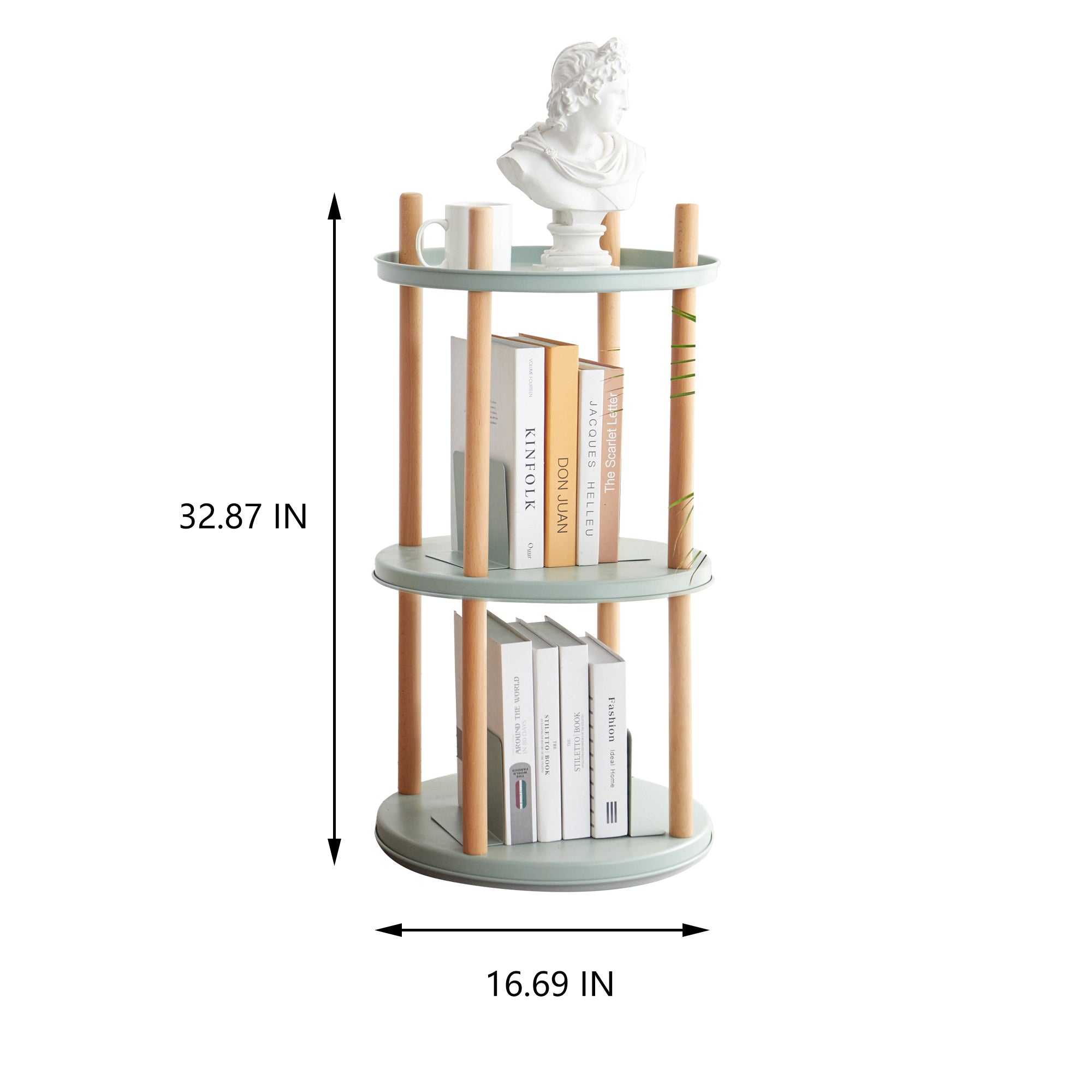 360° Rotating Storage Shelf, 3-Tier Bookshelf with Large-Capacity, Multifunctional Rack for Living Room