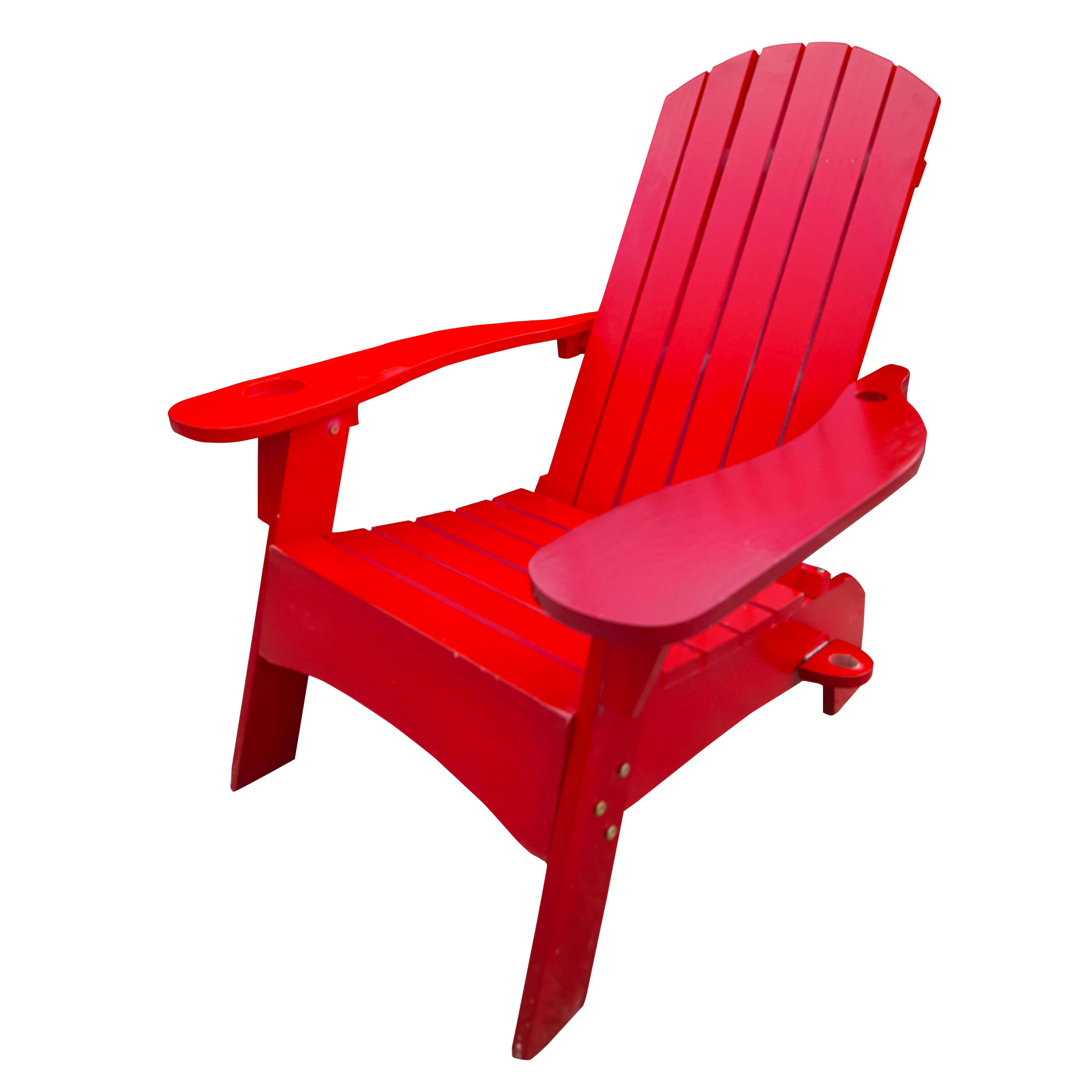 Outdoor or indoor Wood  Adirondack chair  with an hole to hold umbrella on the arm ,red