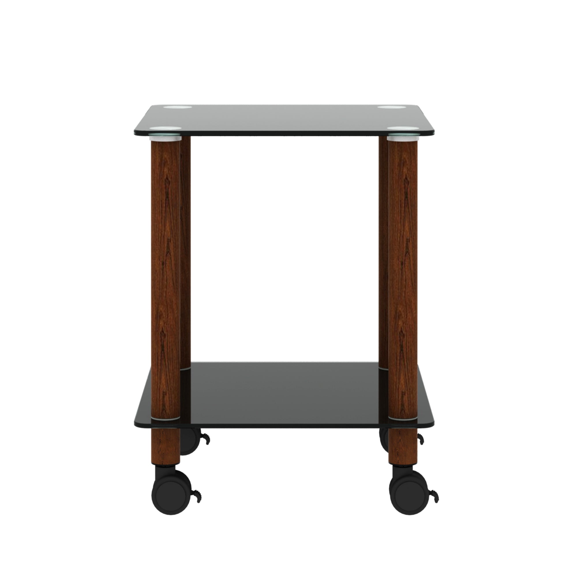 1-Piece Black + Walnut Side Table , 2-Tier Space End Table ,Modern Night Stand, Sofa table, Side Table with Storage Shelve