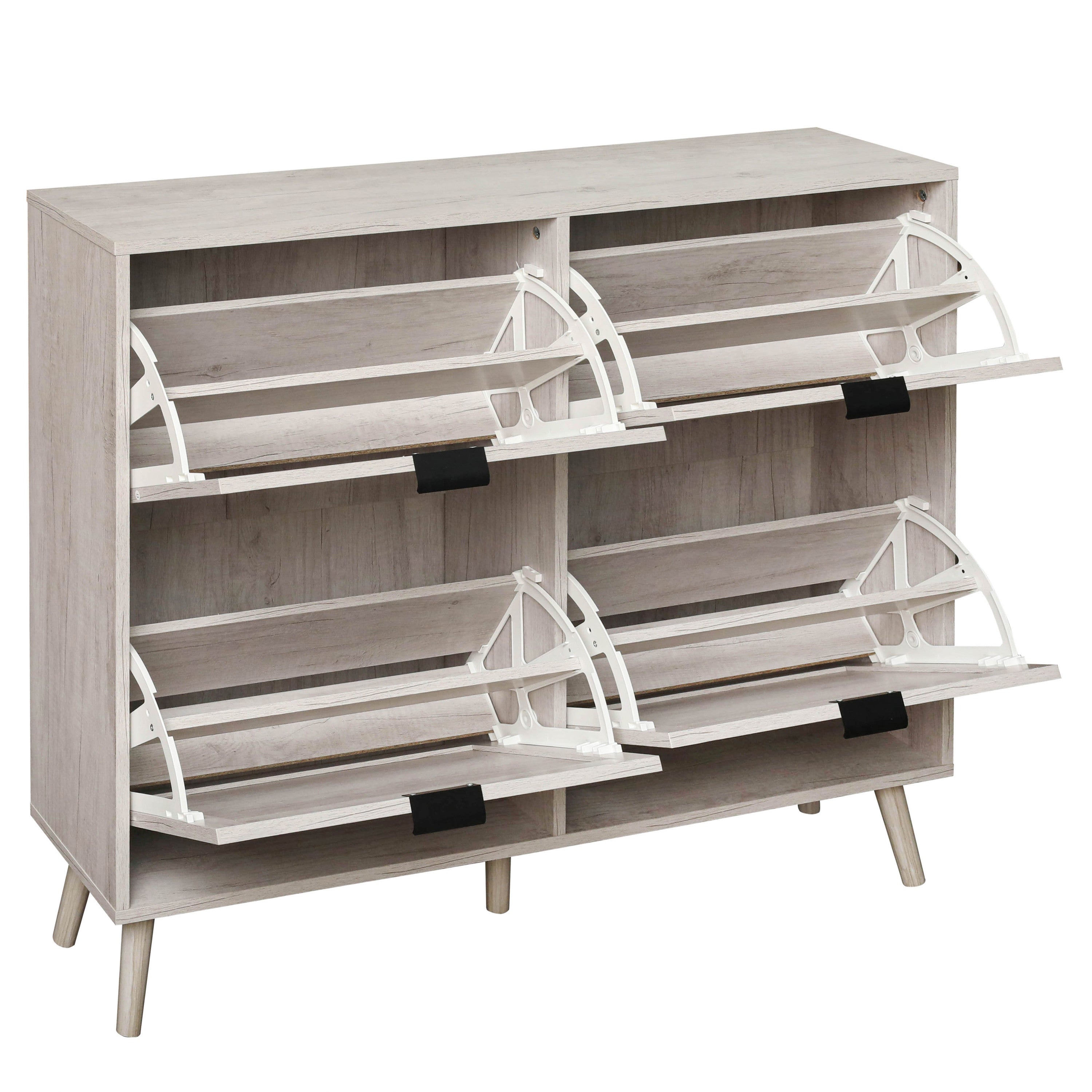 4 Door Shoe Rack, Freestanding Modern Shoe Storage Cabinet, for Entryway