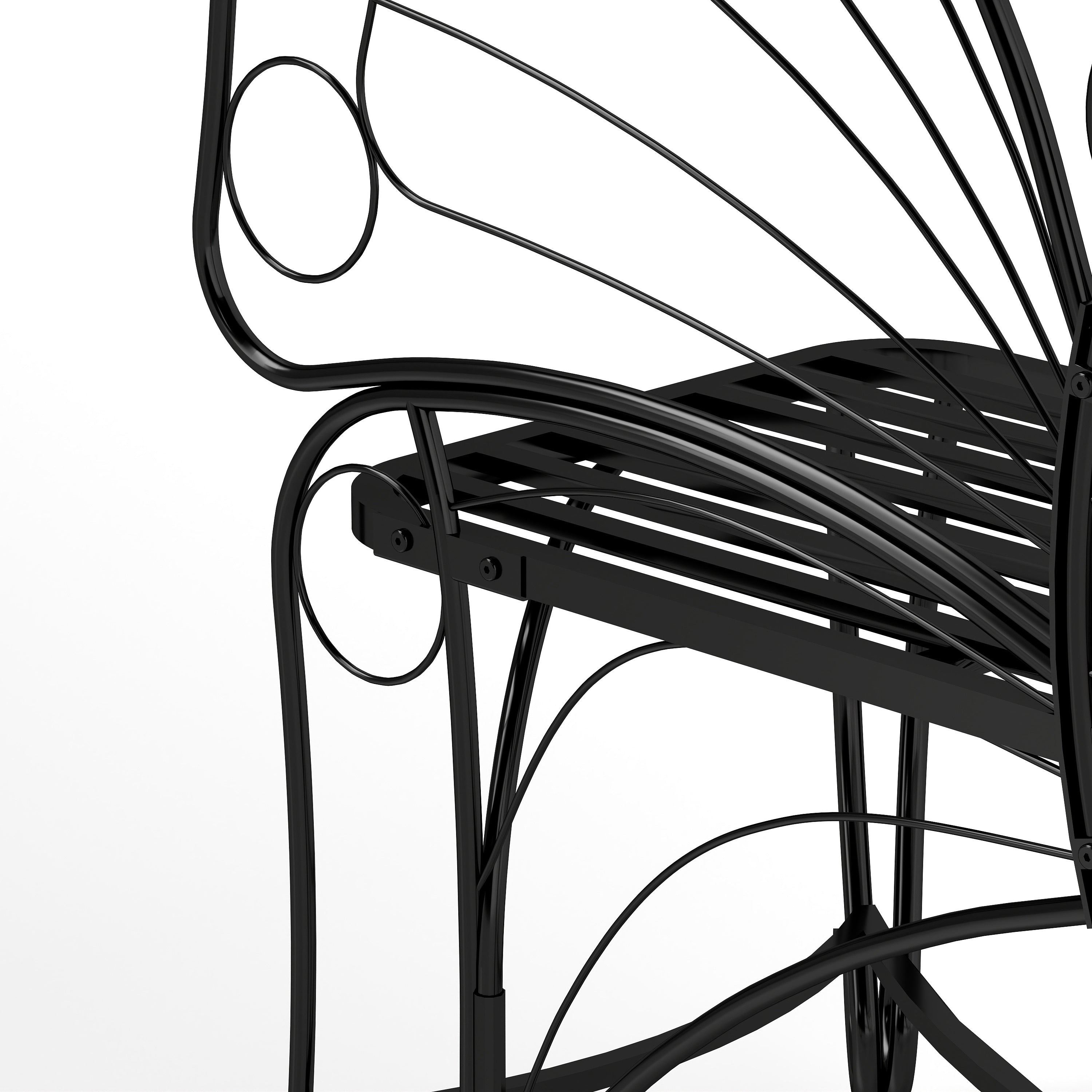 Butterfly Cast Metal Garden Bench, Outdoor Patio & Park Bench for Yard & Entryway