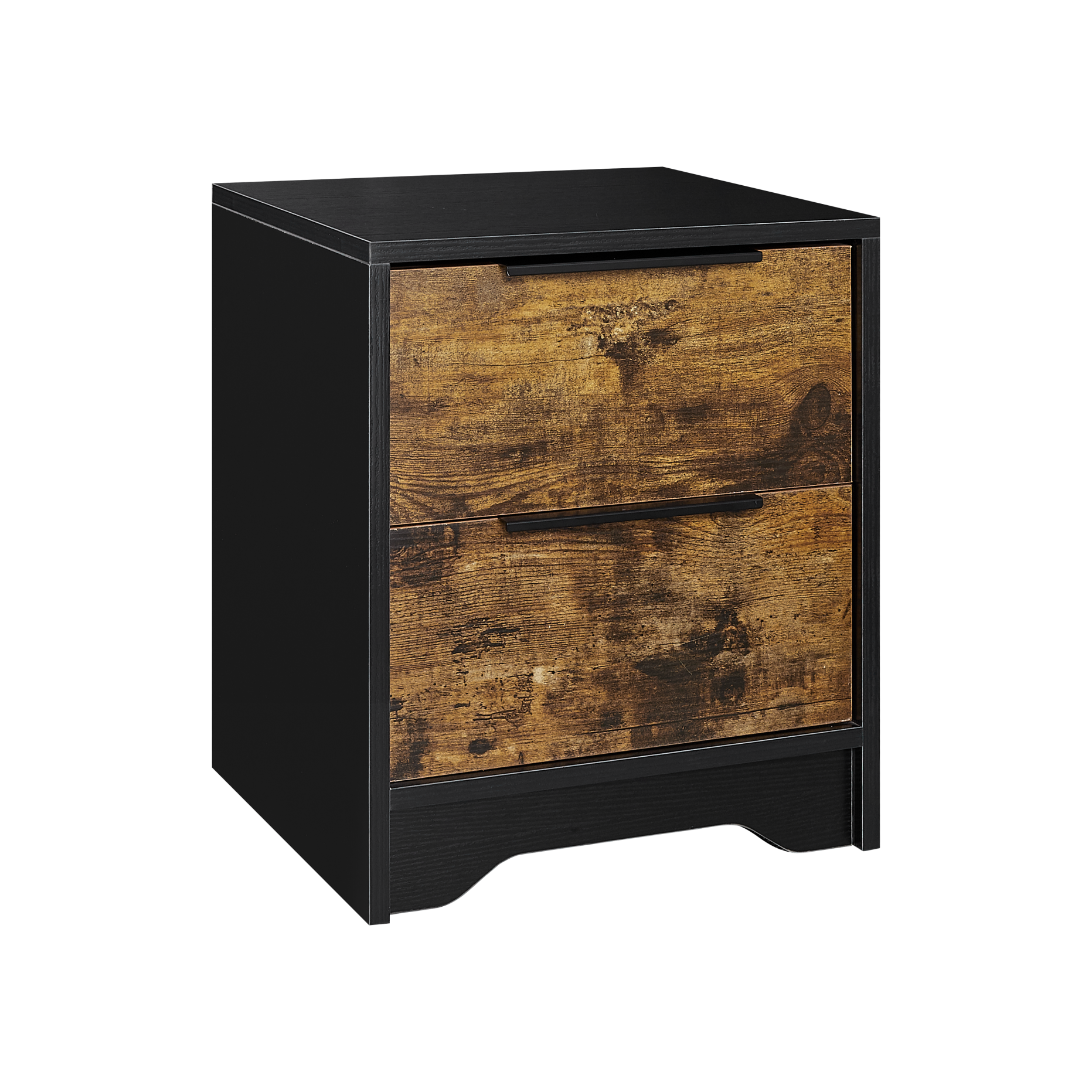 Black Wooden Nightstand with Two Drawers for Bedrooms and Other Places.