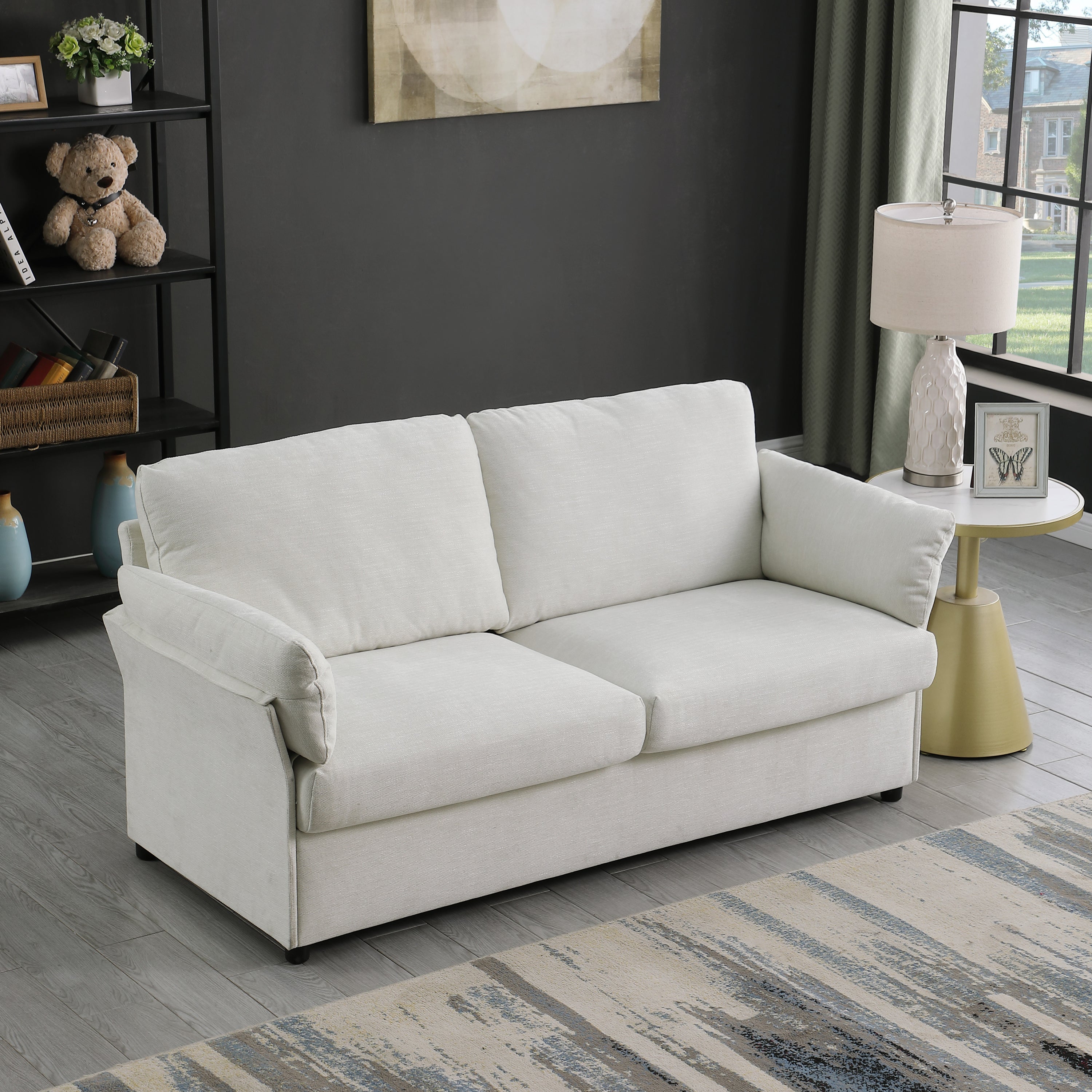 Beige Loveseat Chenille Sofa for Living Room